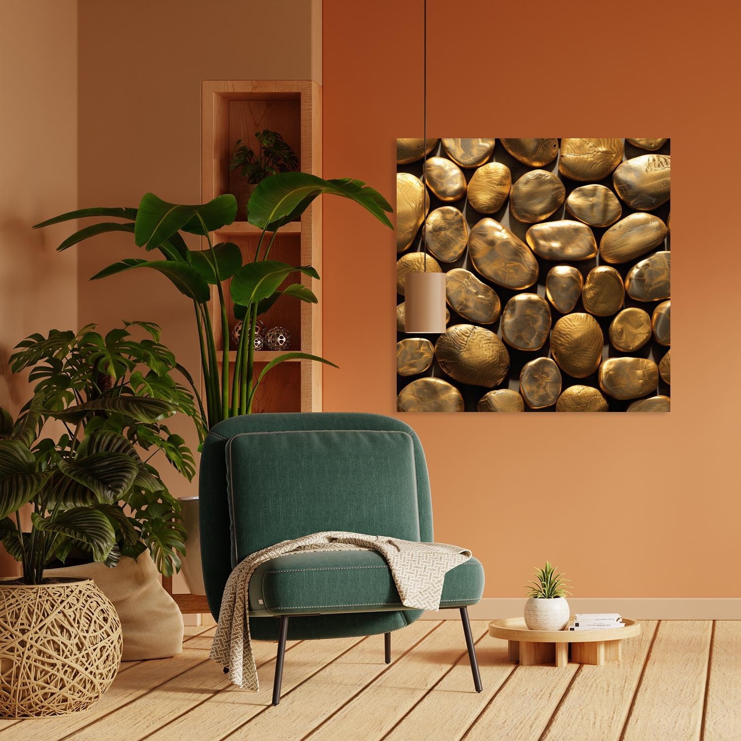 queence Acrylglasbild "Goldene Steine" Abstrakt  Abstrakte  Formen  Gemälde günstig online kaufen