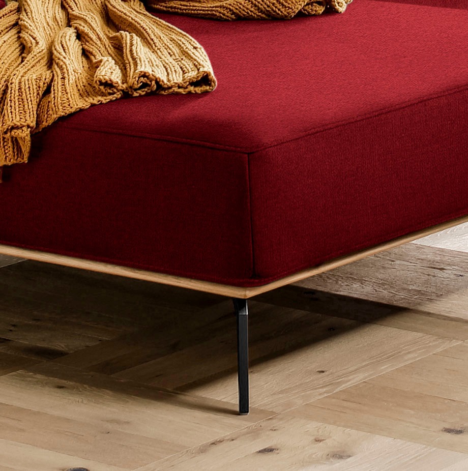 W.SCHILLIG Ecksofa »run, Designsofa mit tollem Sitzkomfort, bequem, L-Form«, mit Holzsockel, Füße in Schwarz pulverbeschichtet, Breite 279 cm