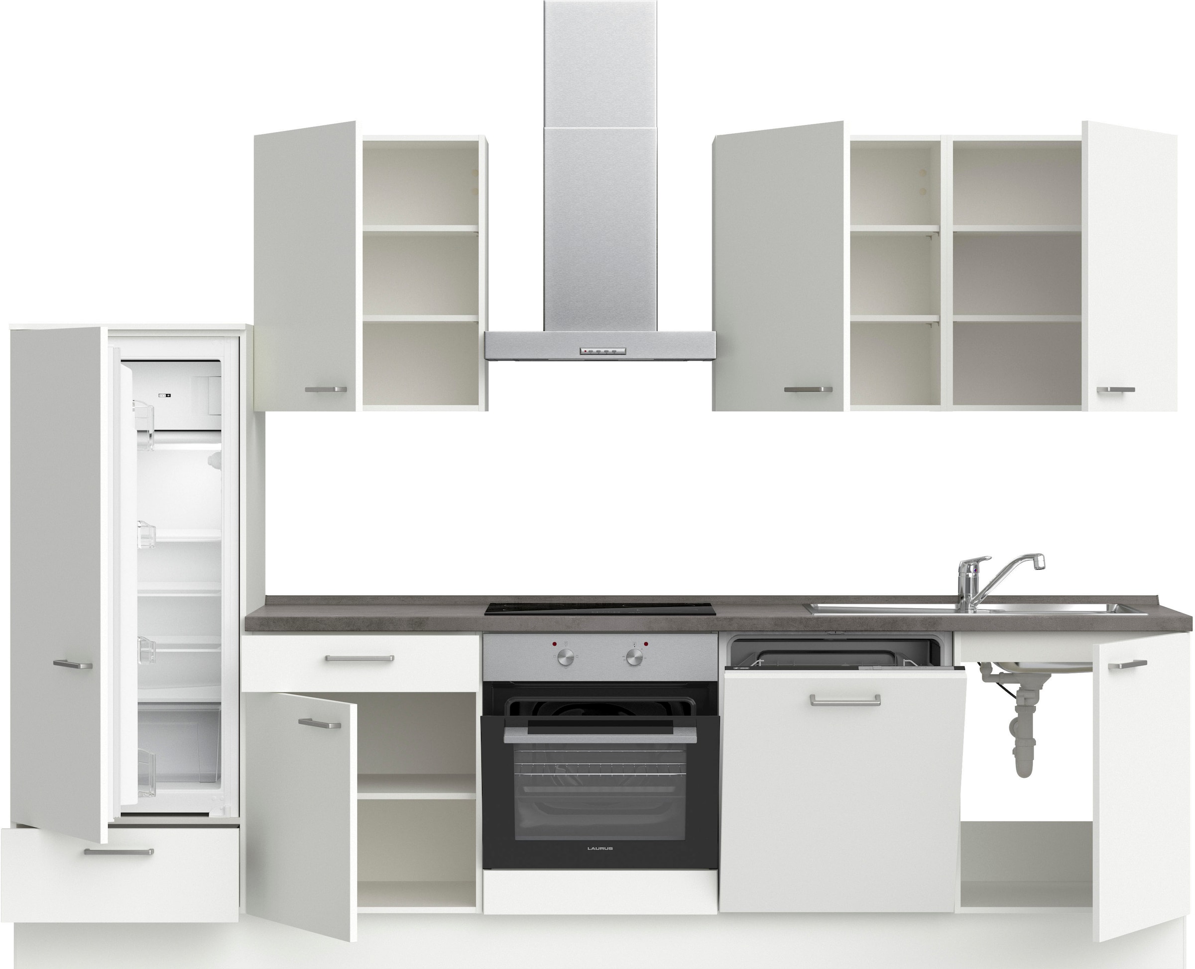 nobilia® Küchenzeile »"Touch I"«, vormontiert, Ausrichtung wählbar, Breite 300 cm, wahlw. mit E-Geräten