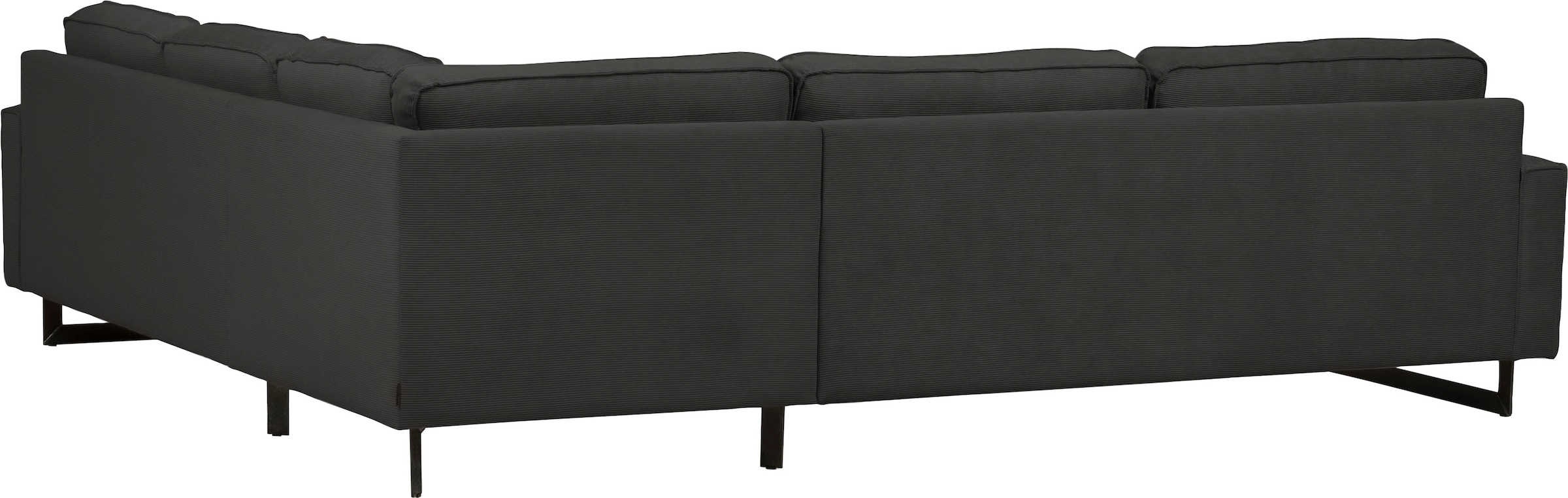 Places of Style Ecksofa »Pinto, XXL, 250/290 cm, langer Schenkel, Ottomane«, Cord, Chenille, Lederoptik, mit Keder, Metallfüße, Wellenunterfederung