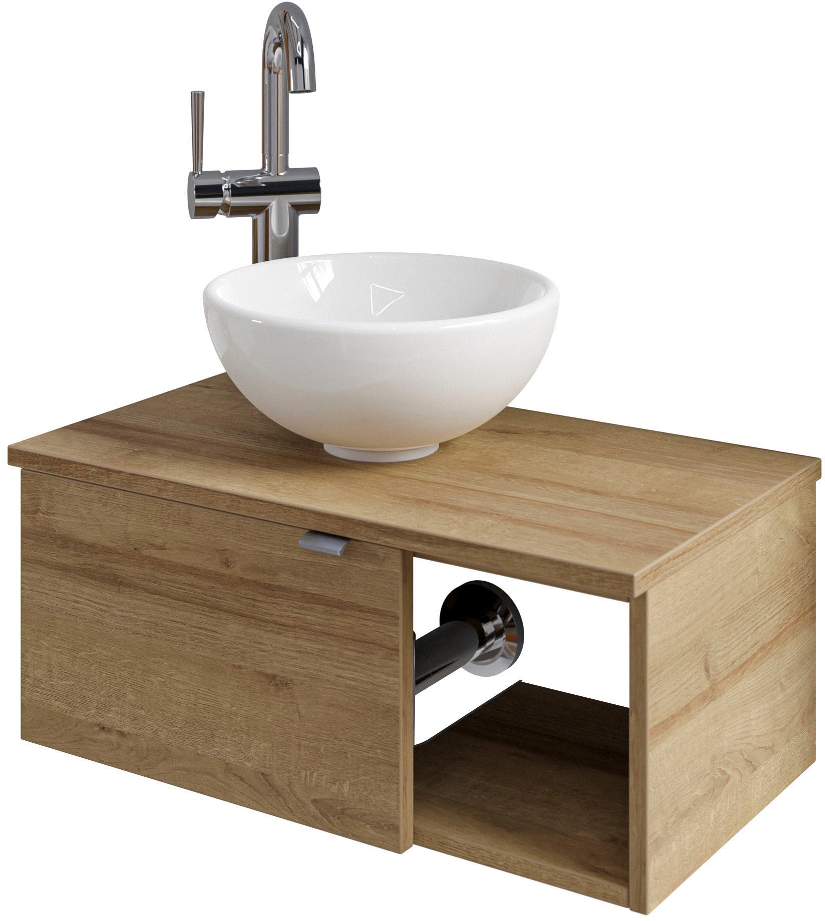 Saphir Waschtisch »Serie 6915 Waschschale mit Unterschrank für Gästebad, Gäste WC«, 61 cm breit, 1 Tür, offenes Fach, kleine Bäder, ohne Armatur