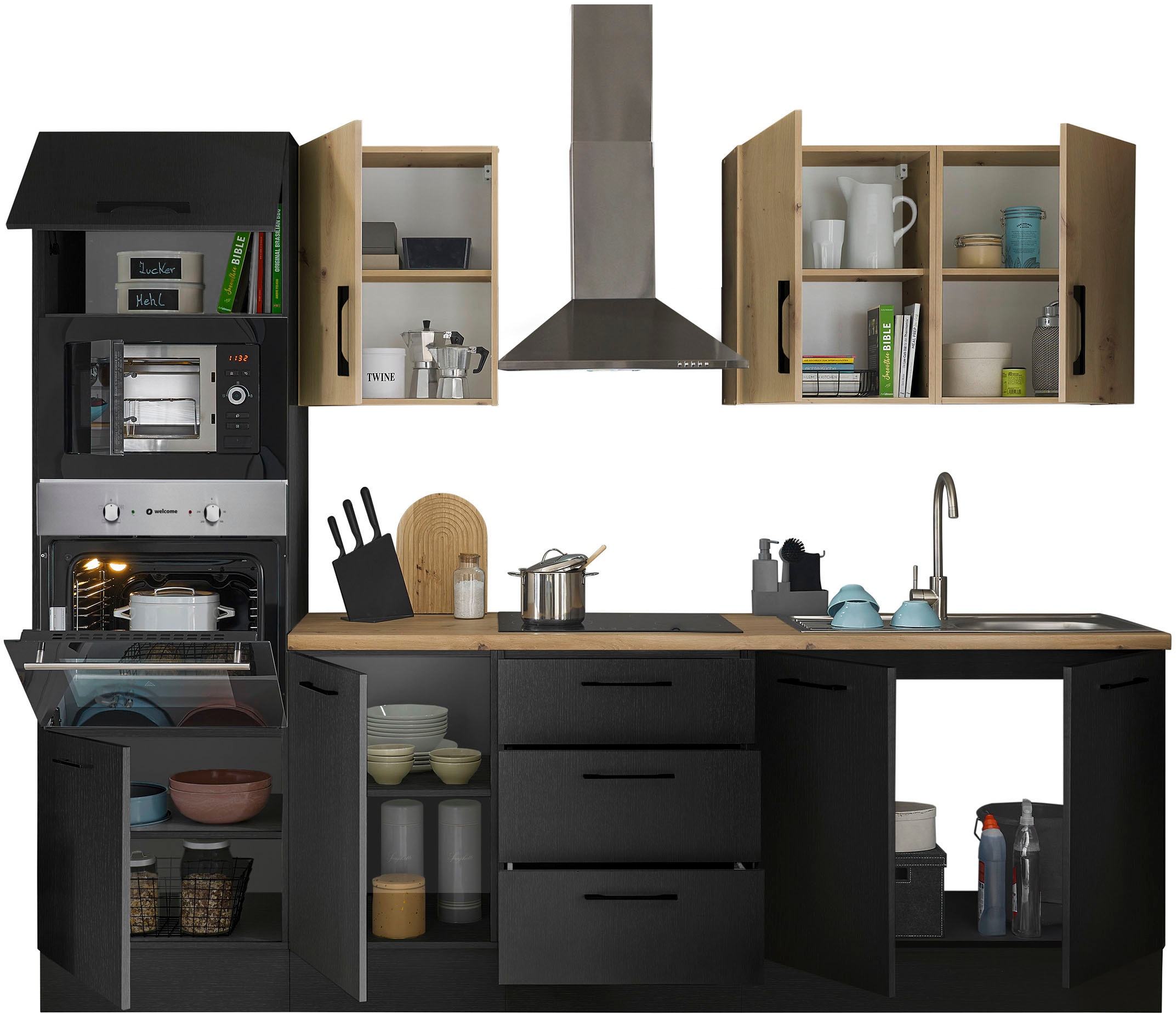 BASIC by Balculina Küchenzeile »Turin«, Breite 270 cm, wahlweise mit E-Geräten