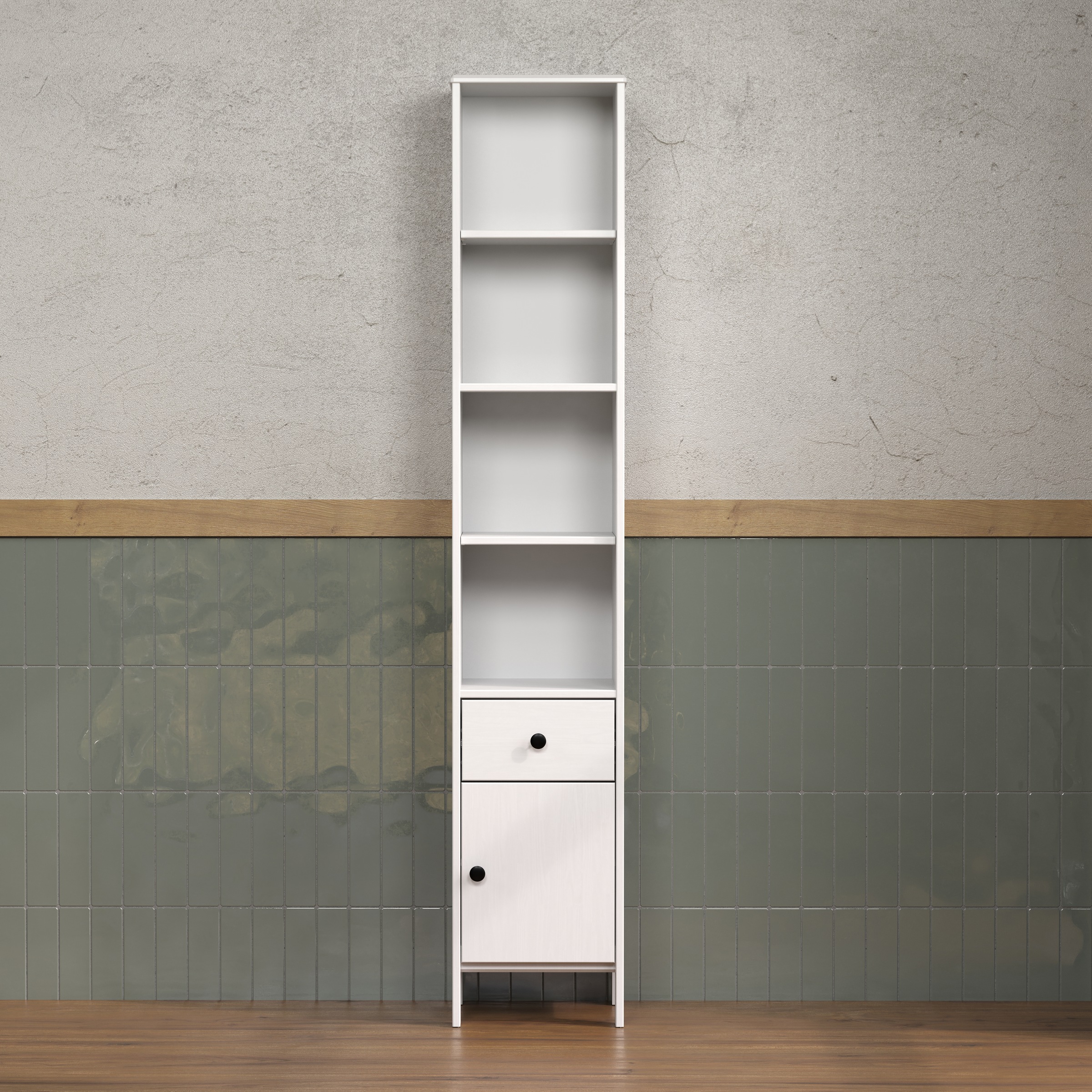 welltime Hochschrank »Kall«, (1 St.), Badschrank aus Kiefer-Massivholz mit Schublade - (B/T/H) 35/33/188 cm