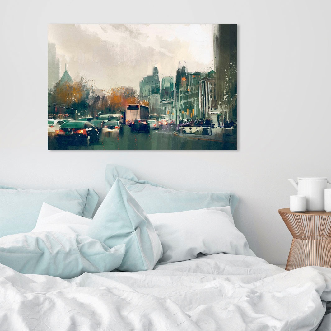 queence Leinwandbild "Straßenverkehr" Amerika  Menschen  Städte Premium-Lei günstig online kaufen