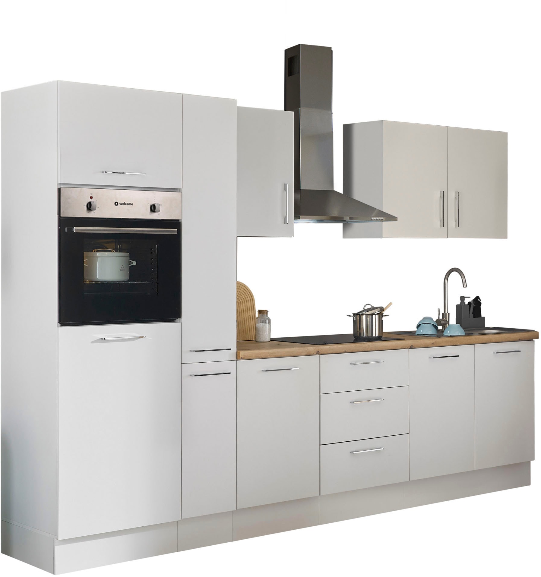 BASIC by Balculina Küchenzeile »Turin«, Breite 300 cm, wahlweise mit E-Geräten