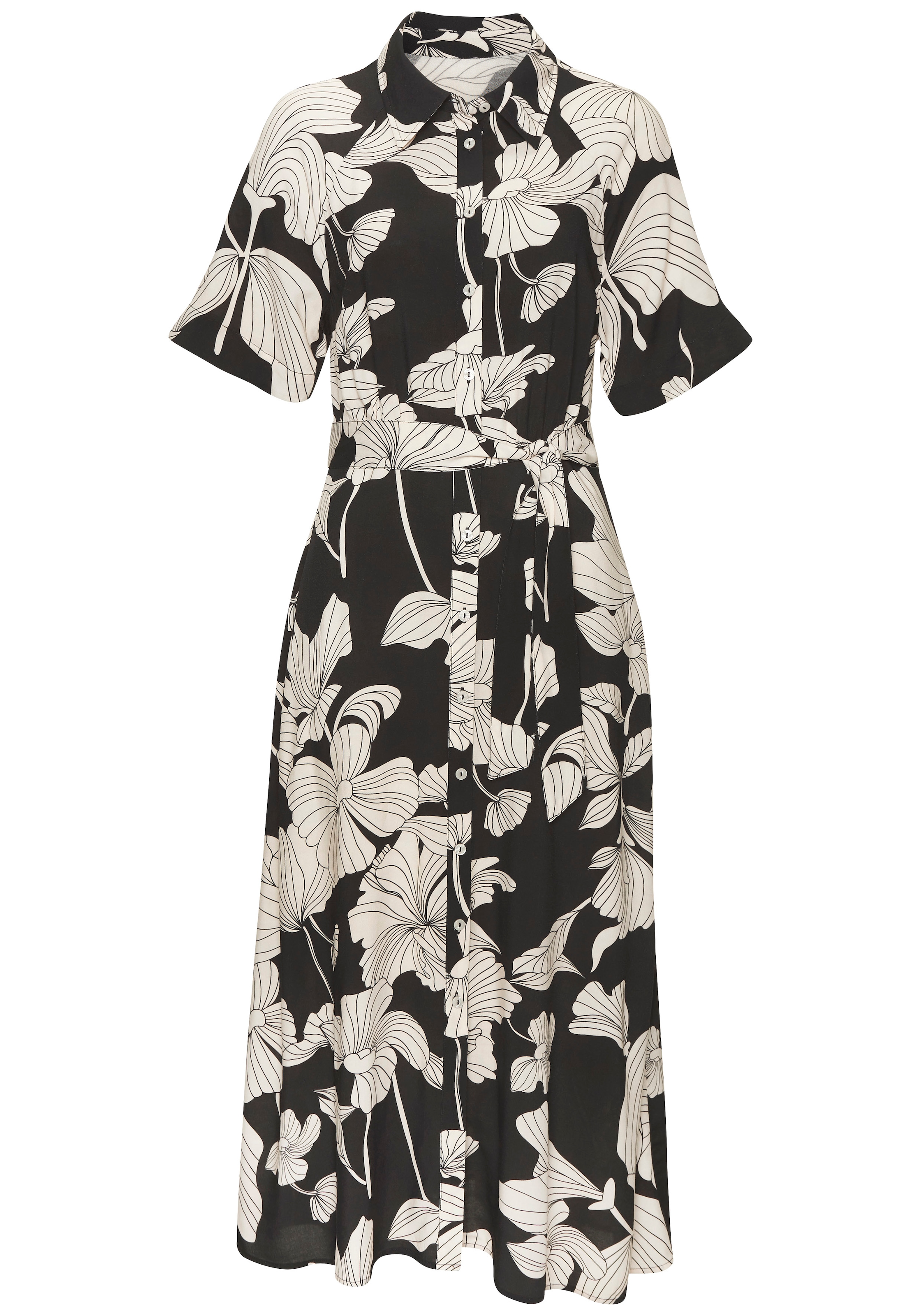 Vivance Hemdblusenkleid, (mit Bindegürtel), mit Blumendruck