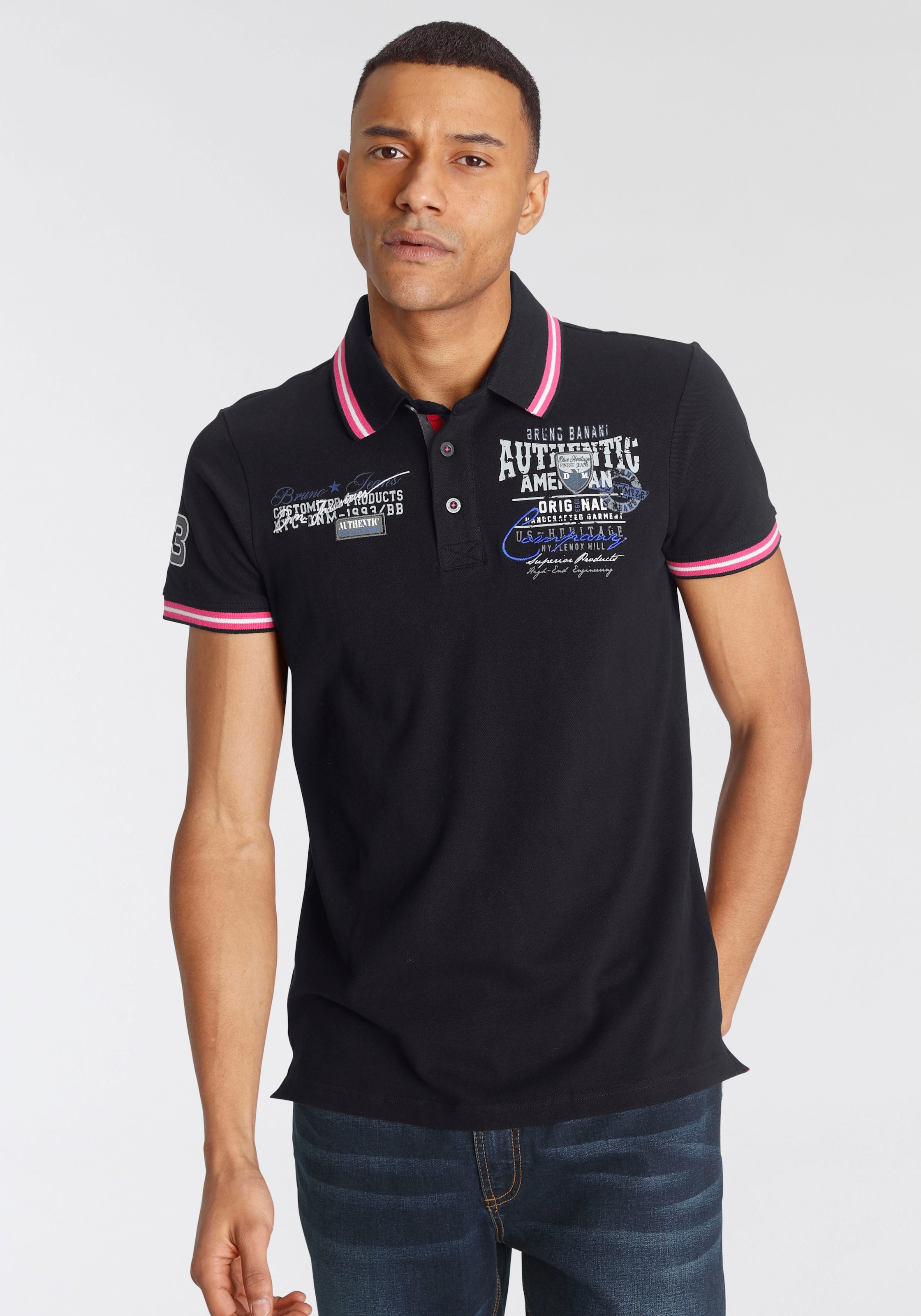 Bruno Banani Poloshirt, Kurzarm, körpernahe Passform, aus Baumwollmischung