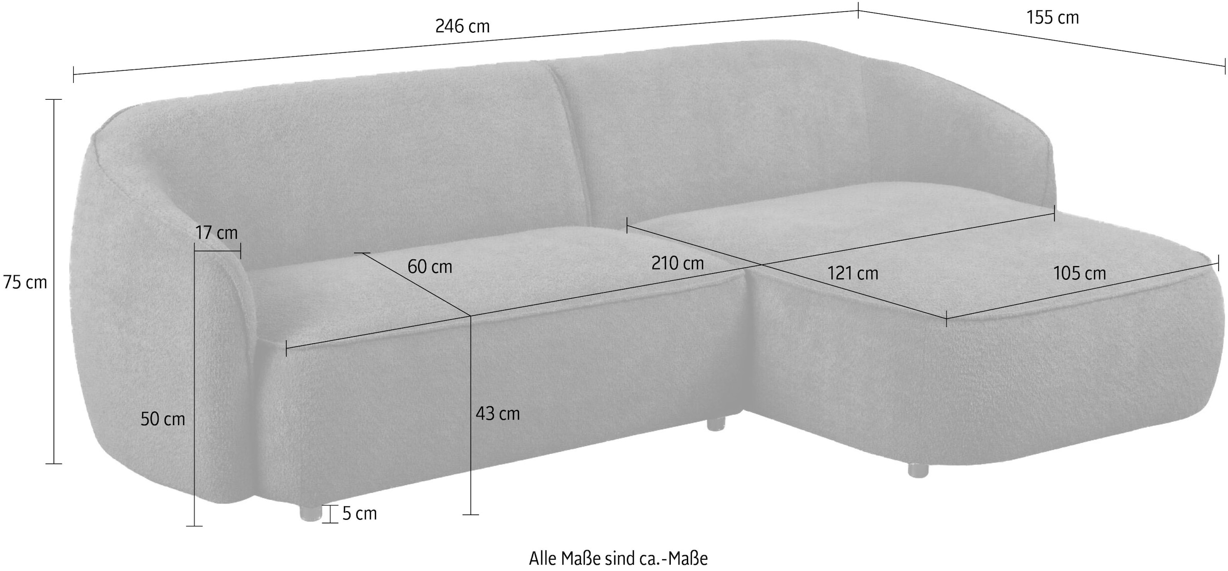 INOSIGN Ecksofa »Cosigo«, Breite 246 cm, 2 Chenille-Stoffe zur Auswahl, mit Kaltschaum