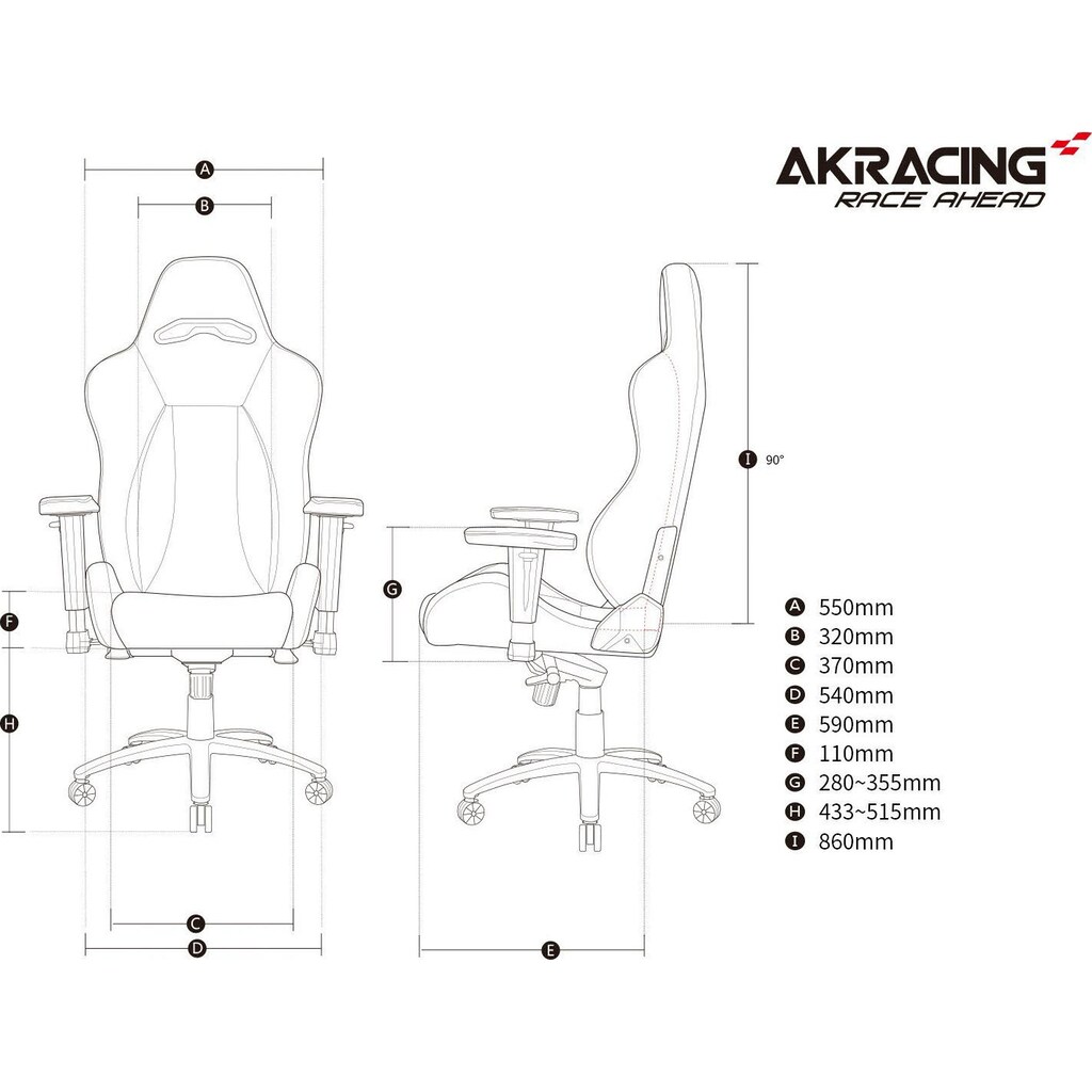 AKRacing Gaming-Stuhl »Master Premium Schwarz«, Kunstleder