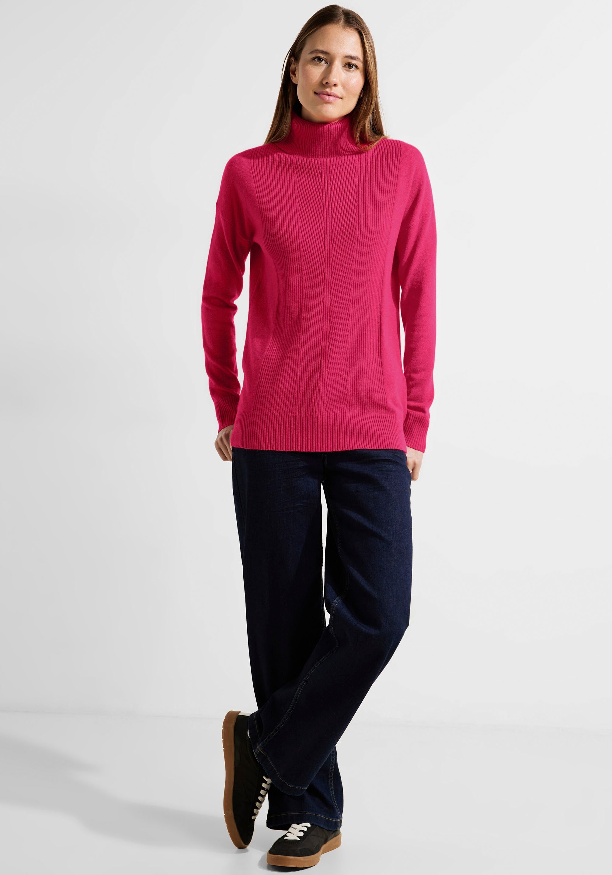 Cecil Rollkragenpullover, mit Rippstrick-Muster