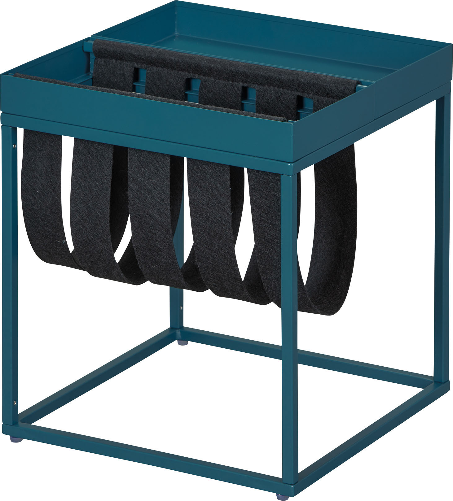 Inter Link "Club NY, Magazinenständer, Metall & Filz, modernes Design, Ablagetisch" Wohnzimmertisch mit praktischem Ablagefach, BxTxH: 35 x 35 x 40 cm
