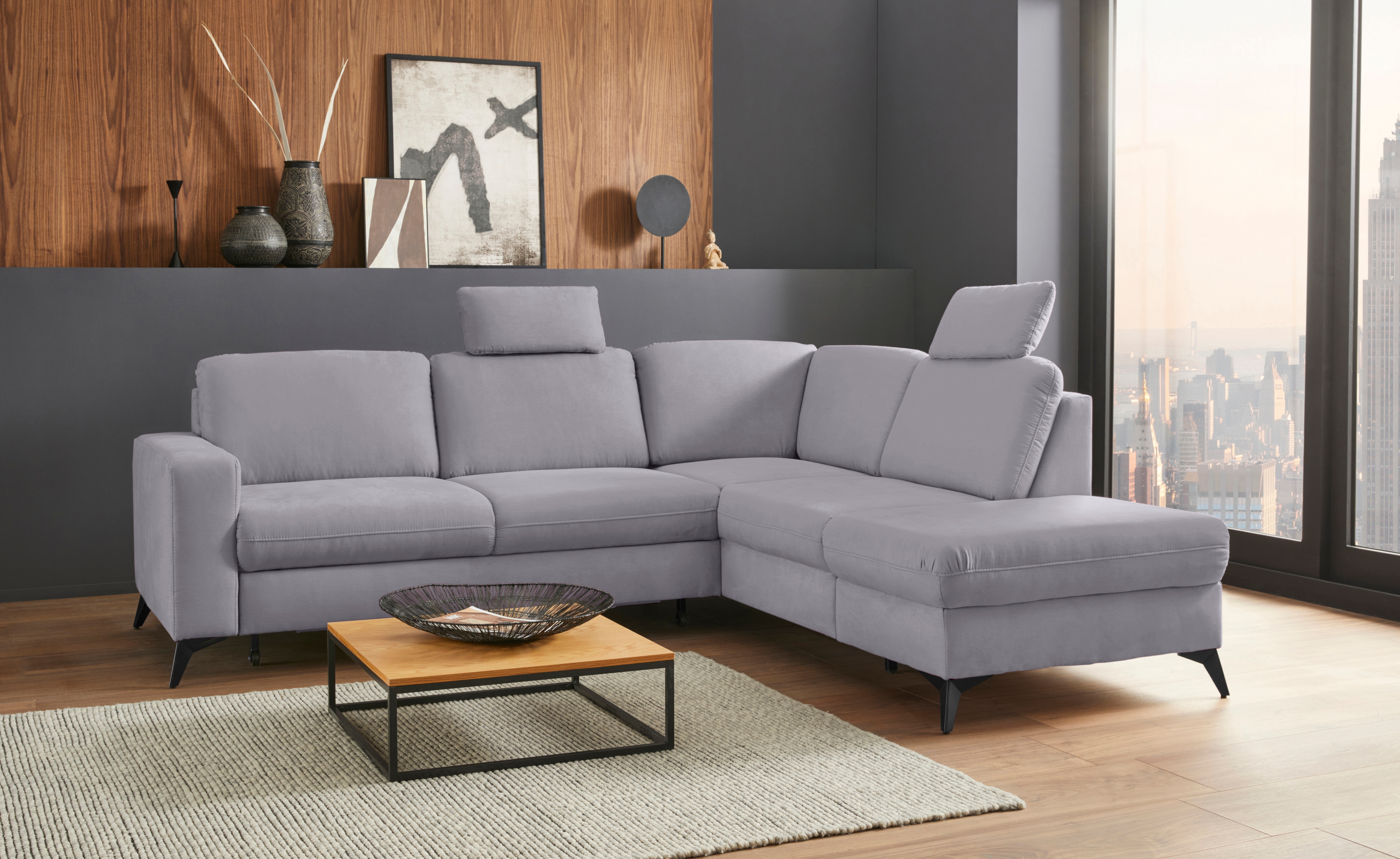 Home affaire Ecksofa "Lolland L-Form" Wahlweise mit Schlaffunktion und Stauraum, auch mit abwischbarem Bezug