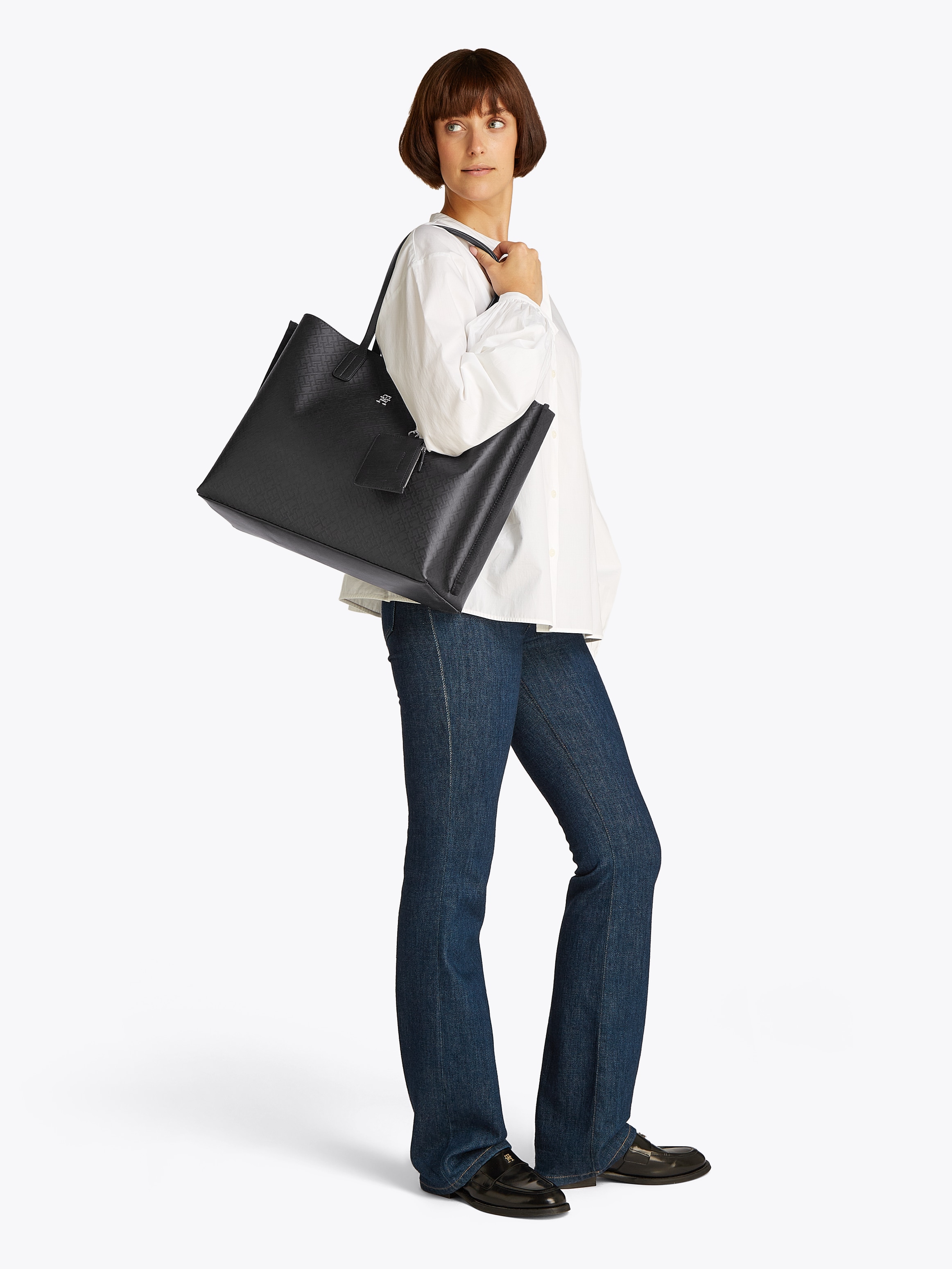 Tommy Hilfiger Tragetasche »TH DISTINCT TOTE MONO«, Damen Henkeltasche, Umhängetasche, Shopper mit TH-Logo-Emblem