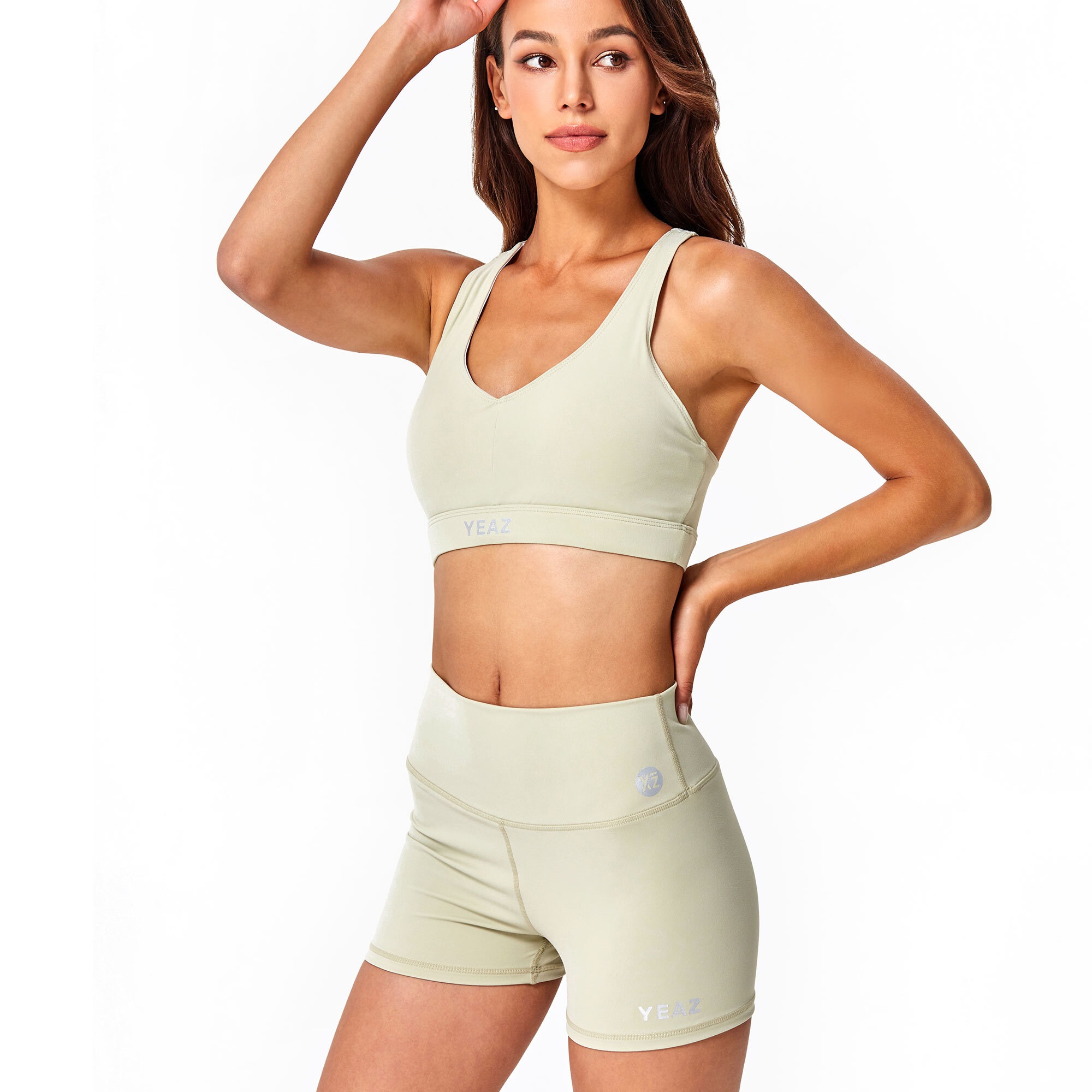 Sportanzug YEAZ "Set CELEB", Damen, Gr. L, grün, Obermaterial: 75% Nylon NY. 25% Elasthan EL., Sportanzüge 2