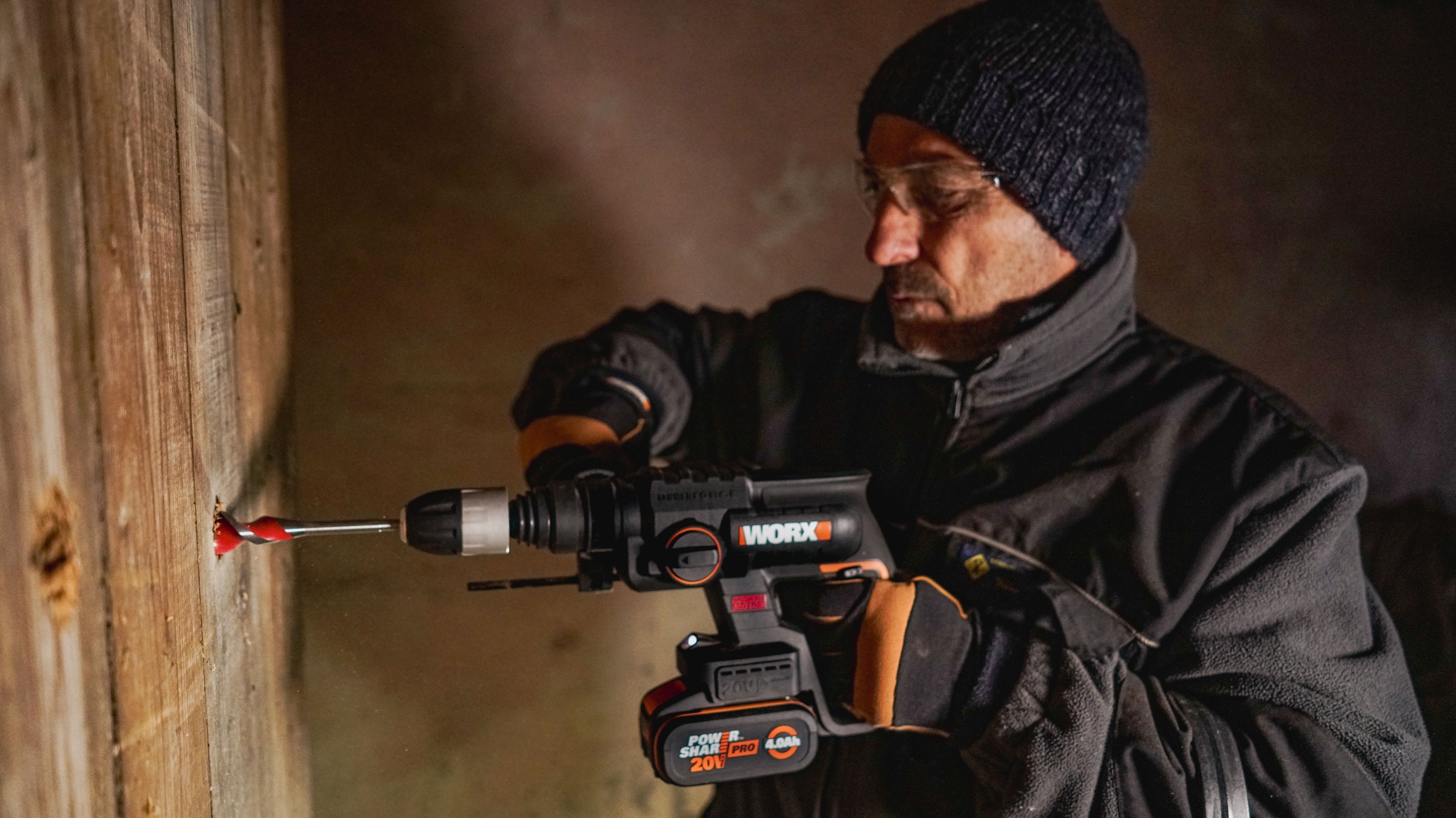 Worx Akku-Bohrhammer »NITRO WX381«, (Set), Brushless-Motor, 3-In-1, inkl. Akku & Schnellladegerät