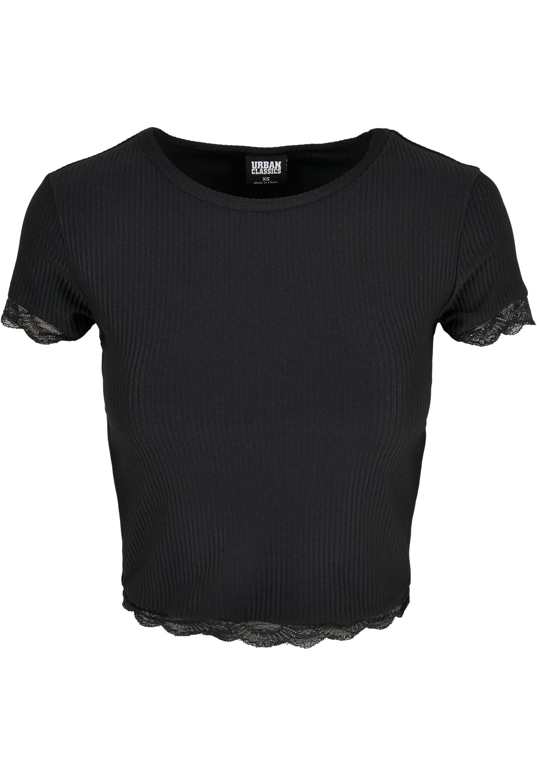 URBAN CLASSICS T-Shirt "Urban Classics Damen Ladies Cropped Lace Hem Tee" 1 günstig online kaufen