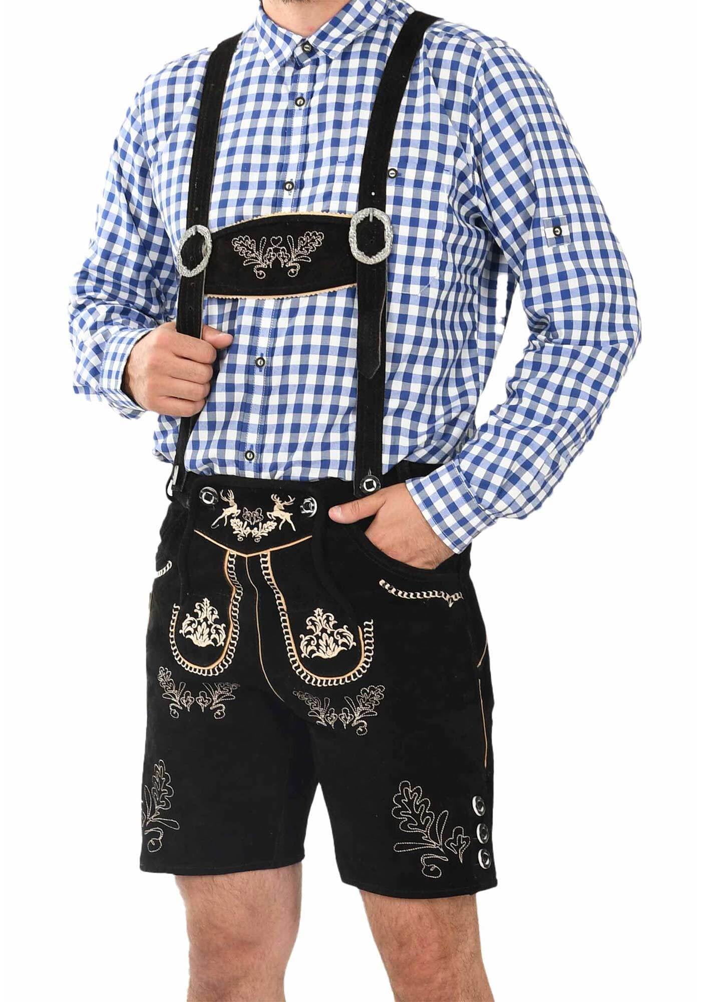 Alessandro Salvarini Trachtenlederhose »ASFerdl«, Lederhose in Trachtenstil in kurzer Schnittform aus Echtleder