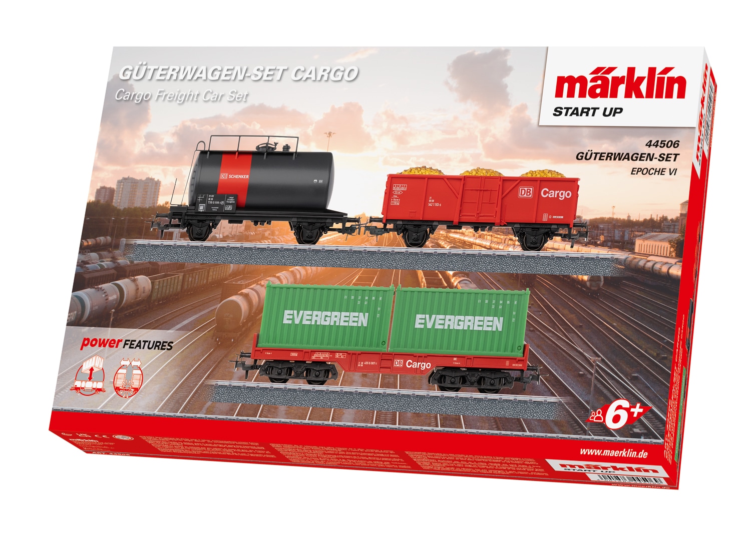 MÄRKLIN Kinder Güterwagen "Güterwagen-Set Cargo - 44506", rot, Kunststoff, Metall, Modelleisenbahn-Fahrzeuge