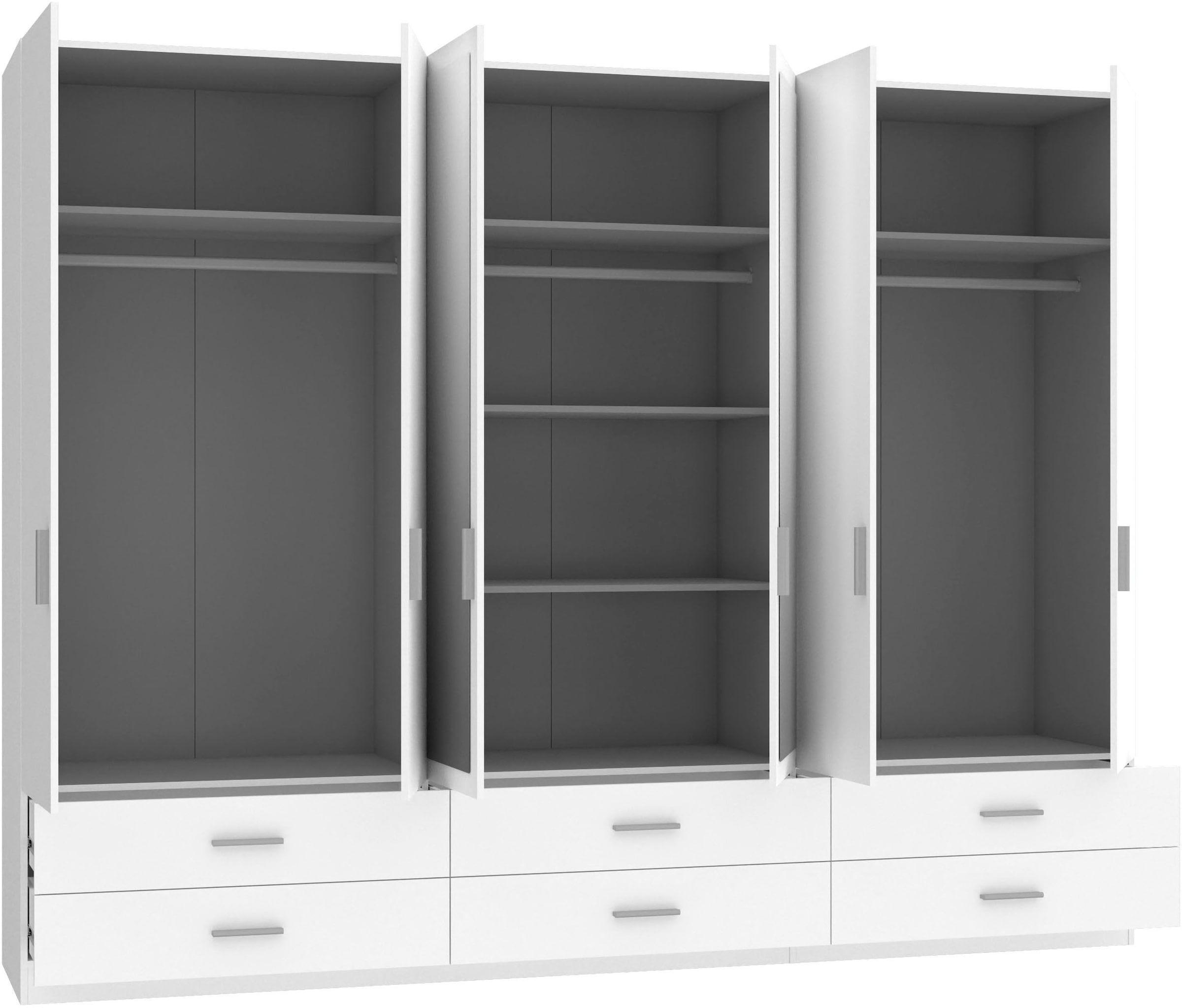 FORTE Kleiderschrank »Forte ASUMPTA ,Breite 2,70m, Schubladen, Spiegeltüren« B/H/T 269,7/210,5/54,2 cm , Viel Stauraum, Spiegel, FSC® zertifiziert