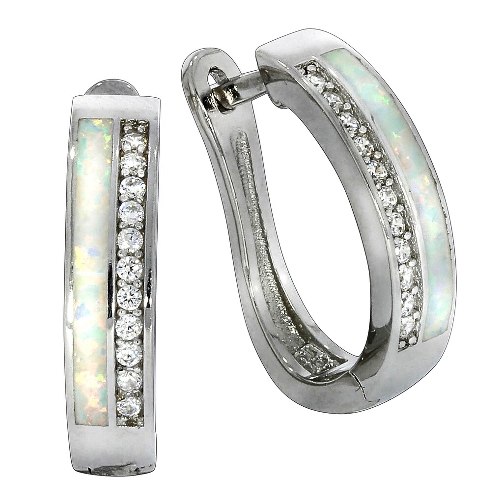 Vivance Paar Creolen »925/- Sterling Silber rhodiniert synth. Opal«