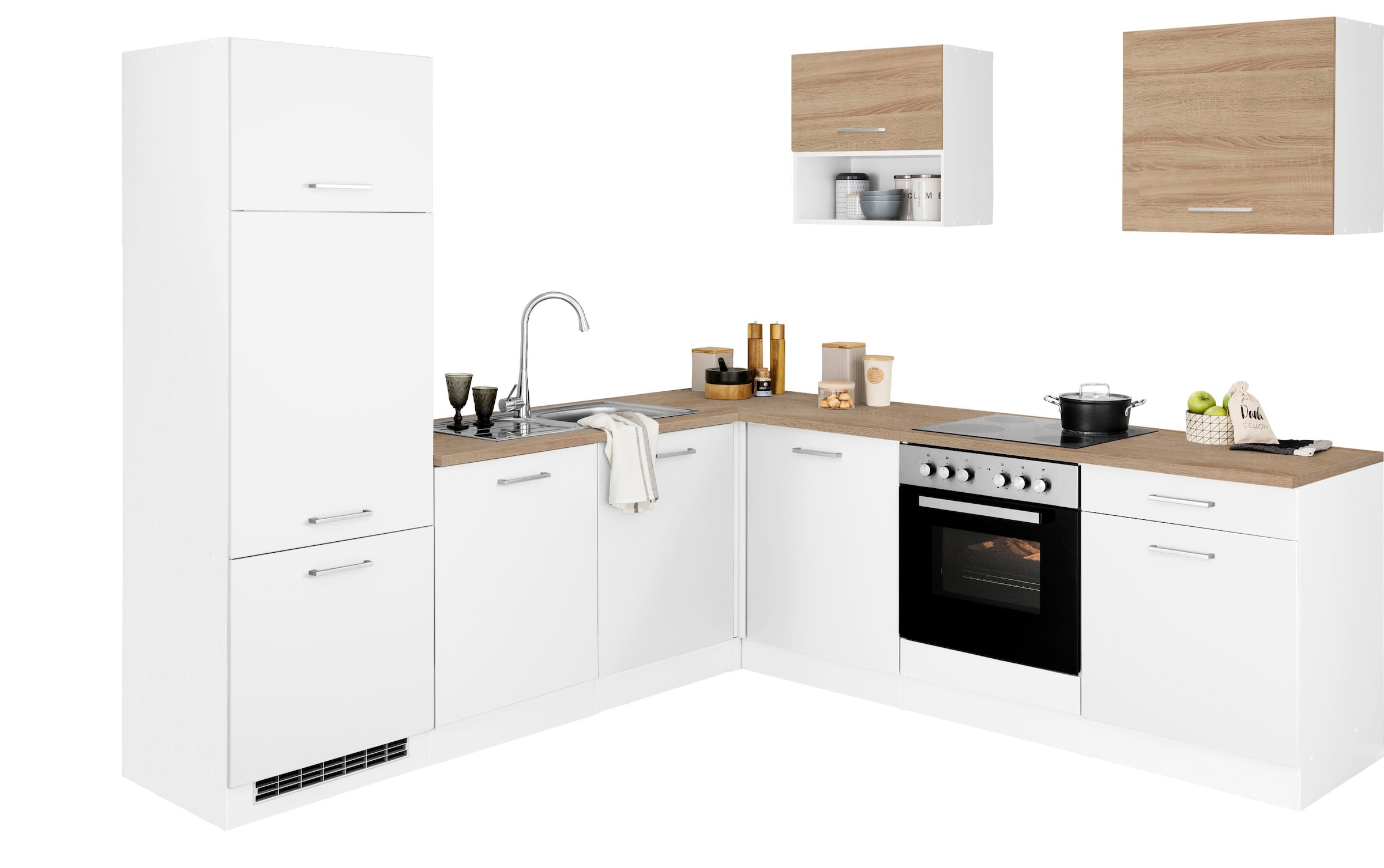 Winkelküche »Visby«, ohne E-Geräte, Winkel 240 x 240cm für Kühlschrank u. Geschirrspüler