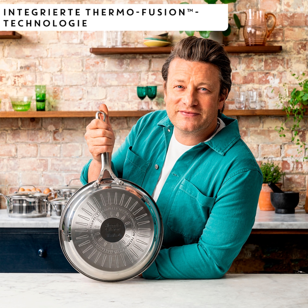 Tefal Bratpfanne »Jamie Oliver E31104 Cook Smart«, Edelstahl 18/10, unbeschichteter Edelstahl, Thermo-Fusion, induktionsgeeignet