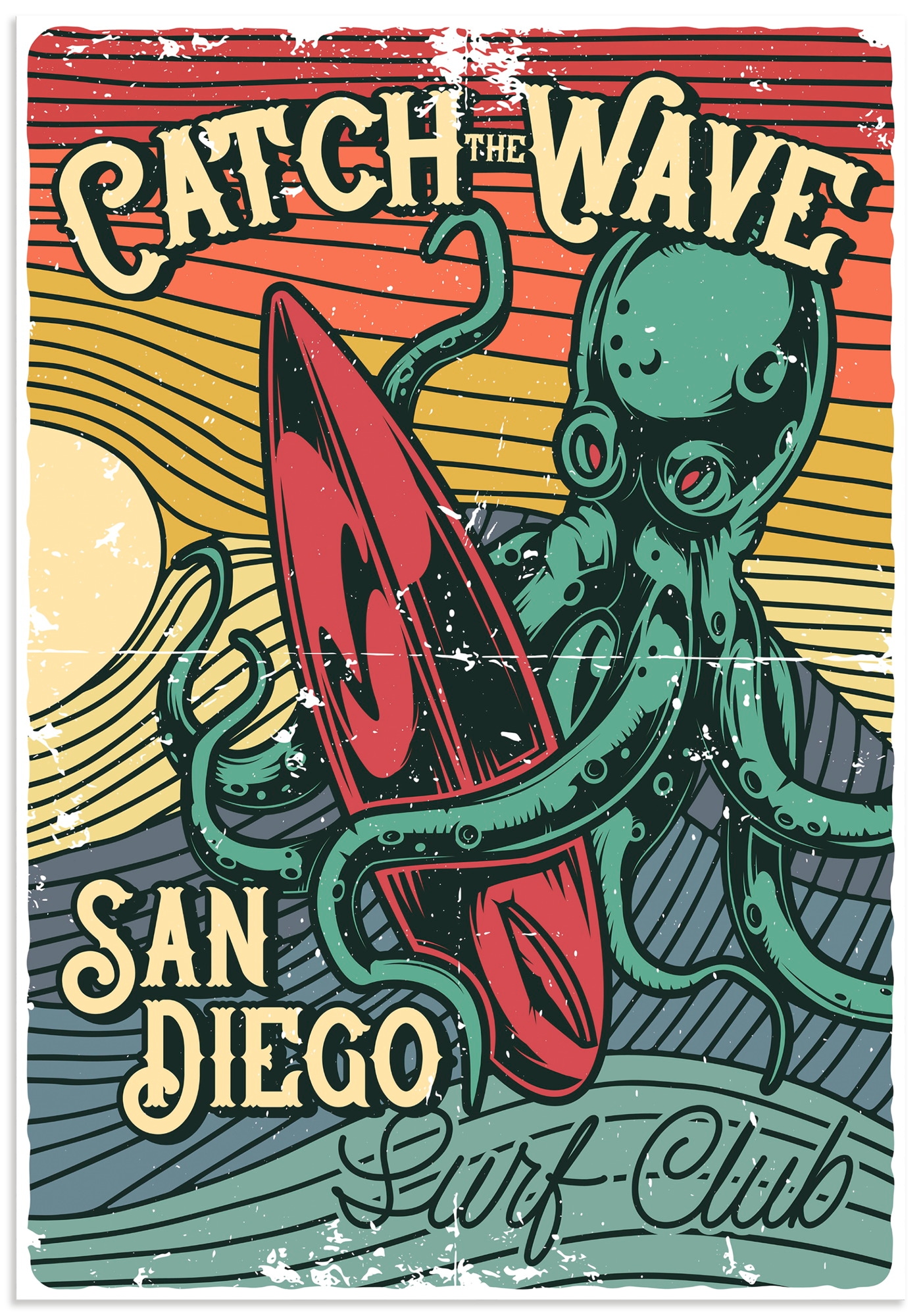Artland Wandbild "Erleben Sie die Welle San Diego" 1 Stk. tlg. als Alubild, Leinwandbild, Poster, Wandaufkleber in verschied. Größen