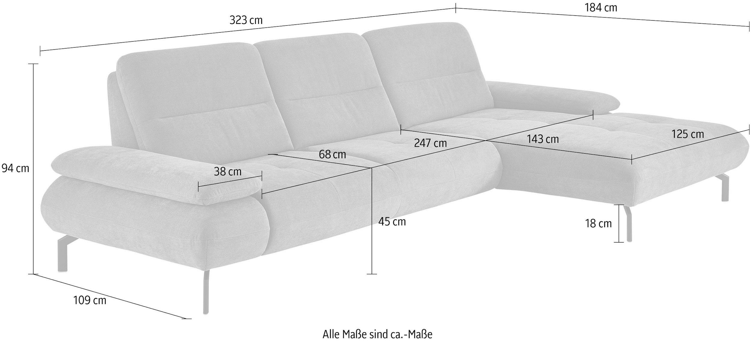 Die PlanBar Ecksofa »MP-IN23186«, Hochwertige Kaltschaumpolsterung, wahlweise mit motorischem Canape