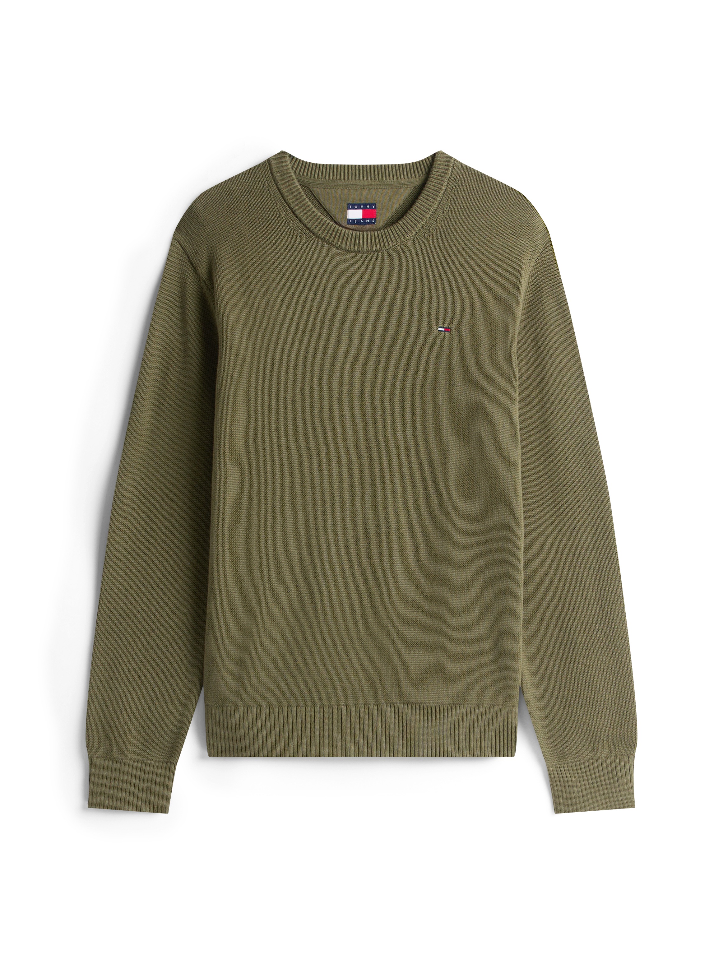 Rundhalspullover TOMMY JEANS, Herren, Gr. 3XL, dunkelgrünery, Sweatware, Obermaterial: 100% Baumwolle, slim fit normal, Rundhals, eingesetzt Rippstrickbündchen, Pullover Rundhalspullover, Slim fit mit Rundhalsausschnitt 3