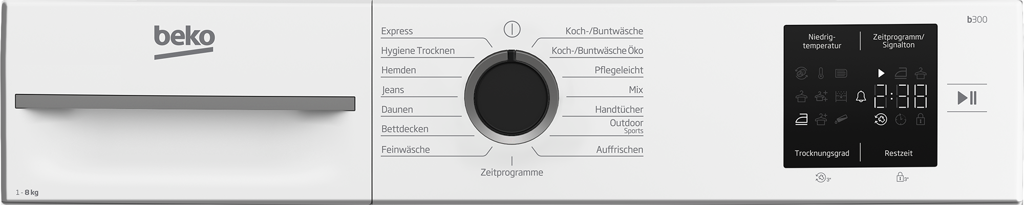 BEKO Wärmepumpentrockner »BMO3T382CW« AquaWave Schontrommel für besonders schonendes Trocknen