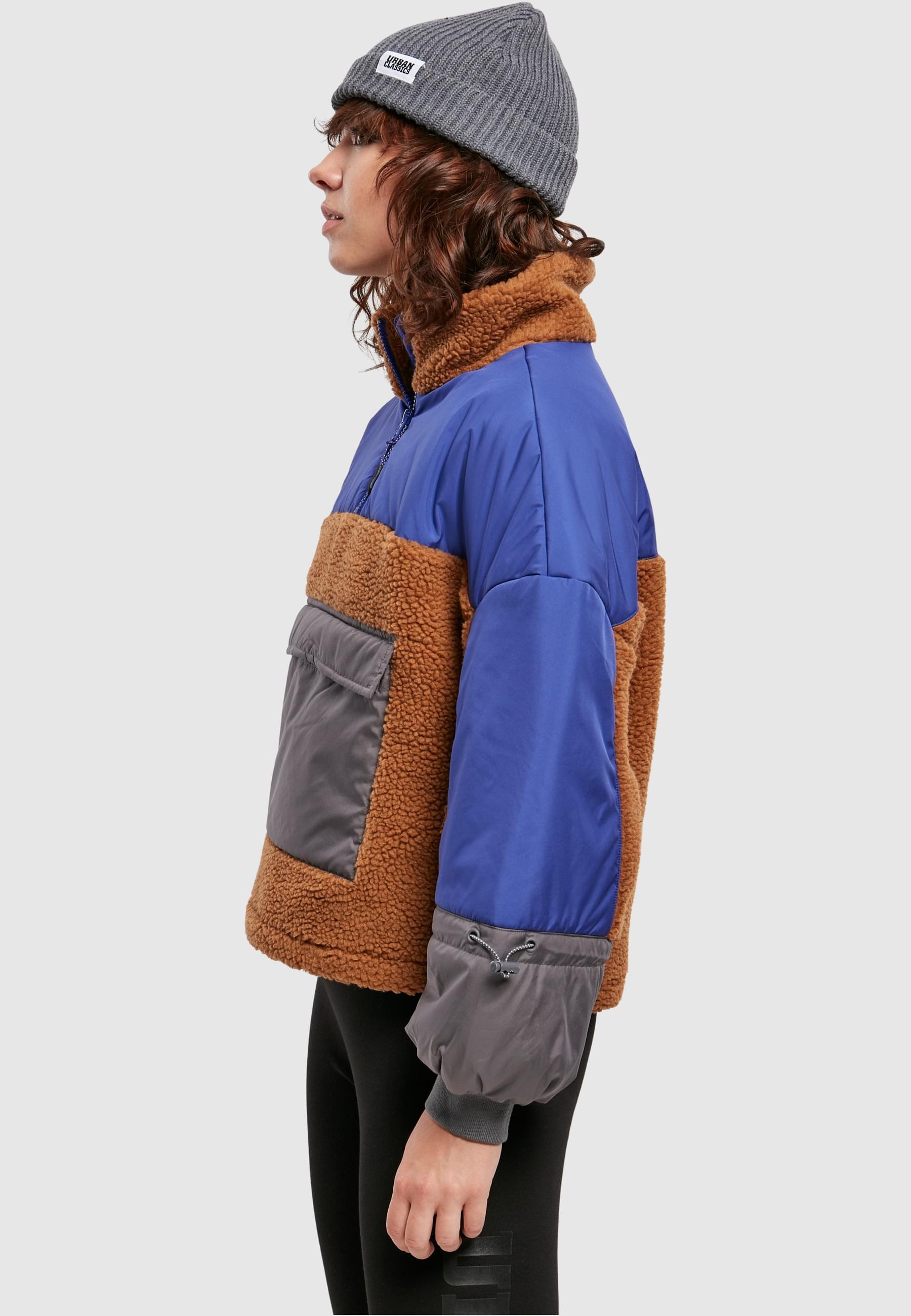 URBAN CLASSICS Allwetterjacke »Urban Classics Damen Ladies Sherpa 3-Tone Pull Over Jacket«, (1 St.), ohne Kapuze
