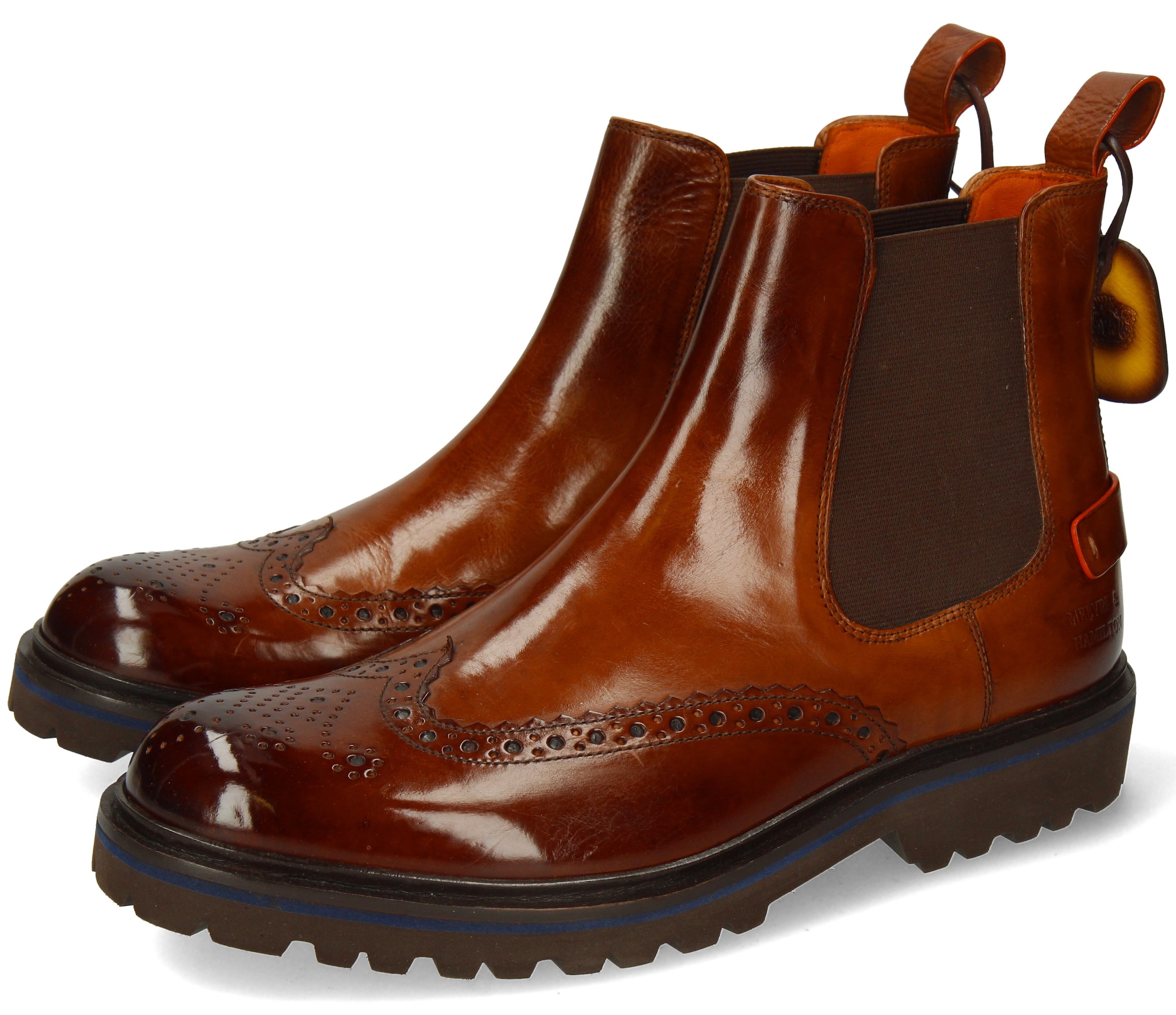 Melvin & Hamilton Chelseaboots "Pierce 26 - vegetabil gegerbt", Budapester, Business Schuh, Chunky Boots mit Lyralochung