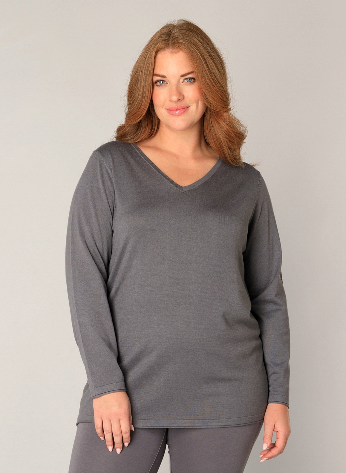 Base Level Curvy V-Ausschnitt-Pullover "Anine", Pullover in weicher und for günstig online kaufen