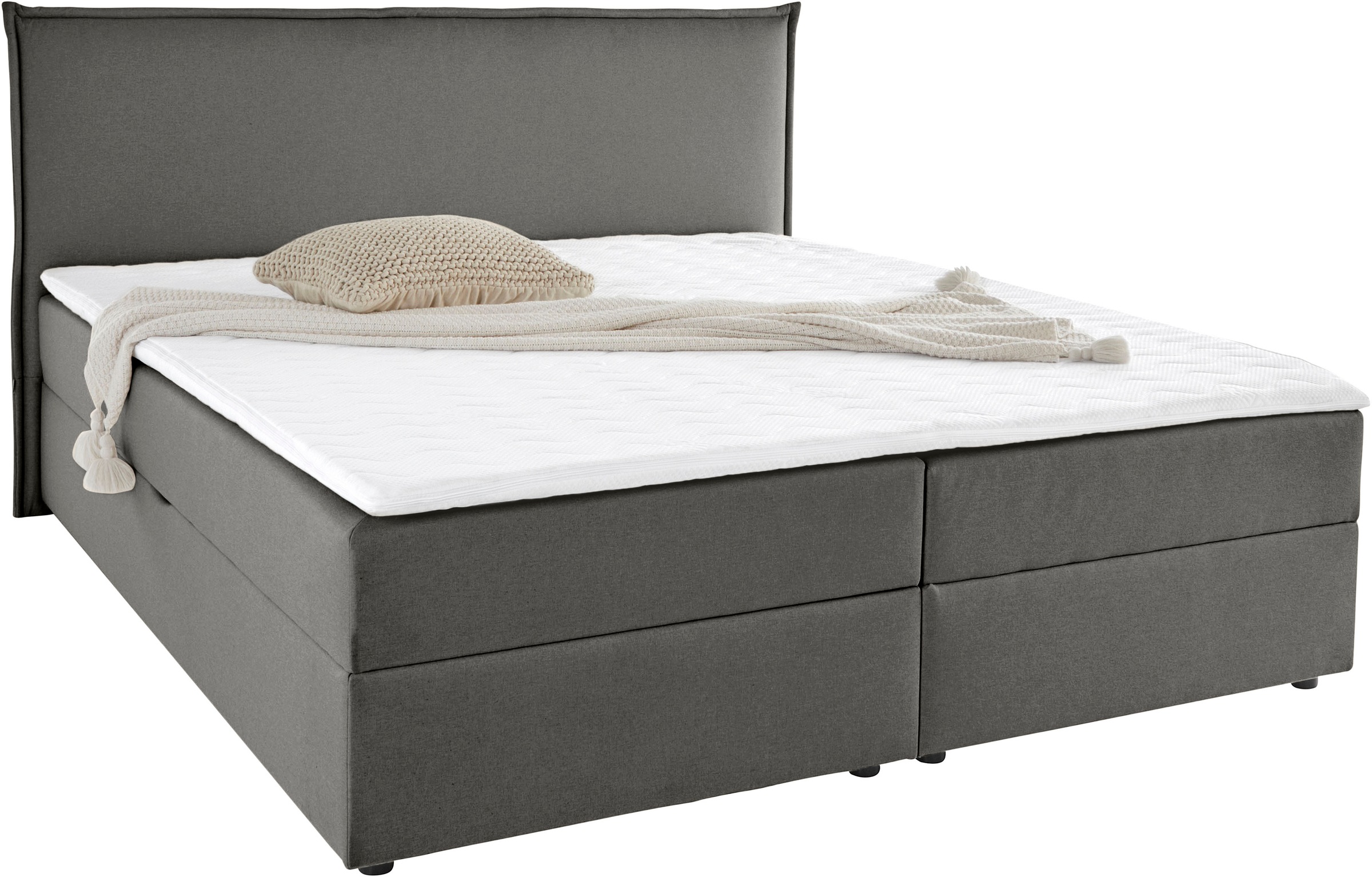 Boxbett S.OLIVER "Alissia inkl. Bettkasten und Topper- frei im Raum stellbar", anthrazit, B:198cm L:206cm, Komplettbetten, wahlweise mit Bonnell- oder TTFK-Matratze in H2, H3 o. H4 erhältlich 8