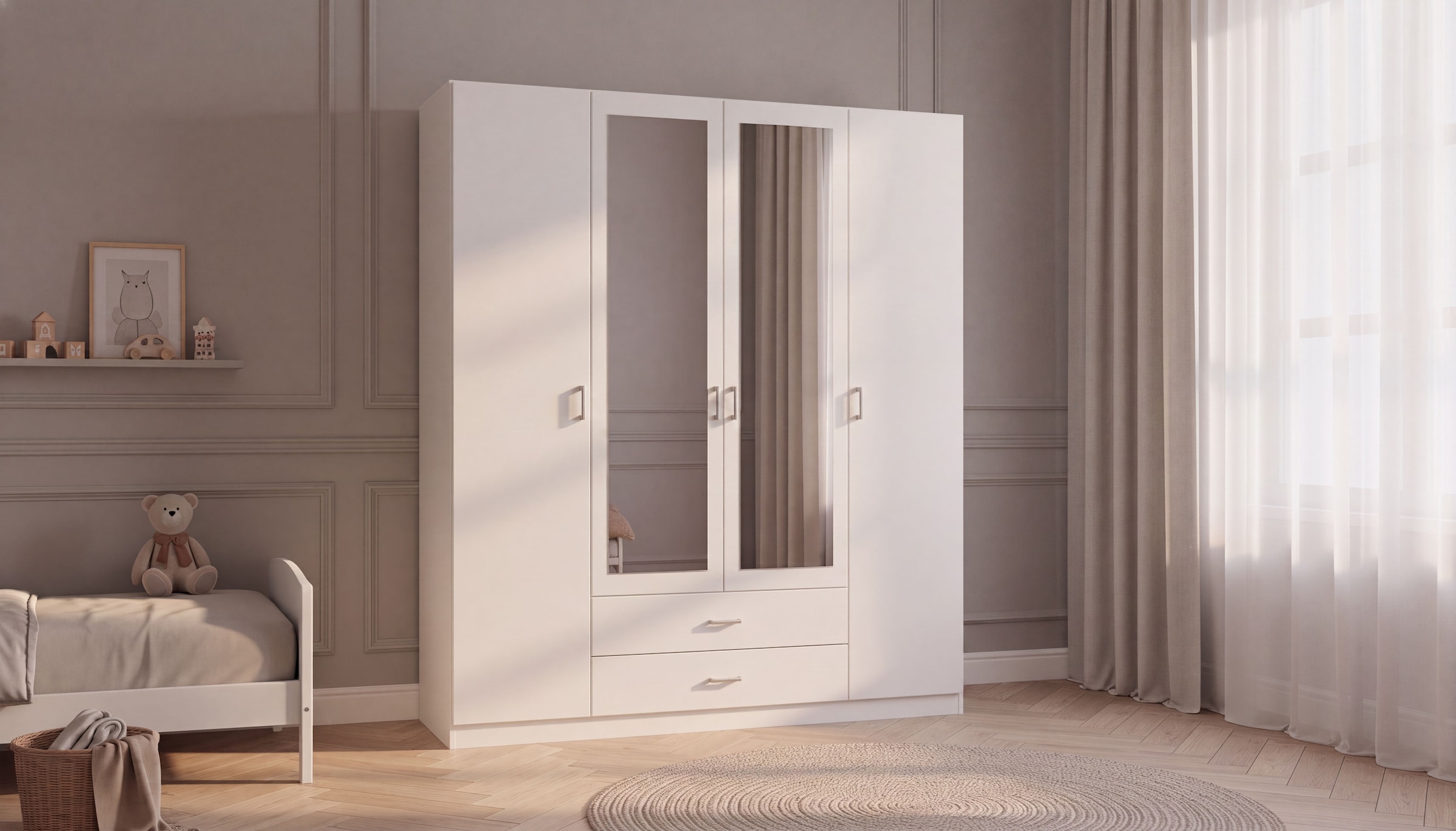 rauch Kleiderschrank »Schrank Garderobe Ankleide GAMMA Breiten 181/271 cm« in 3 Ausstattungen BASIC/CLASSIC/PREMIUM (inkl. SOFT-CLOSE-Funktion),  mit Spiegel TOPSELLER MADE IN GERMANY