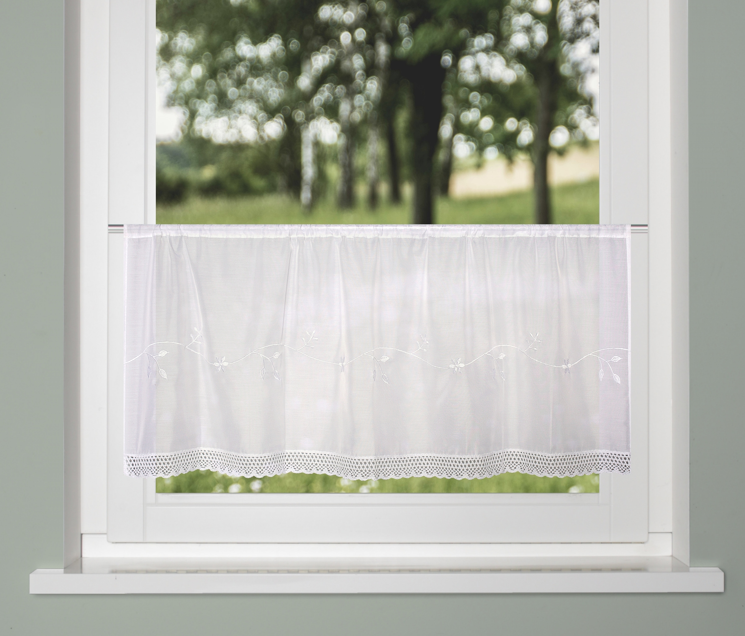 HOME WOHNIDEEN Scheibengardine "MACIRO" Stangendurchzug 1 Stk. tlg. Cafehau günstig online kaufen