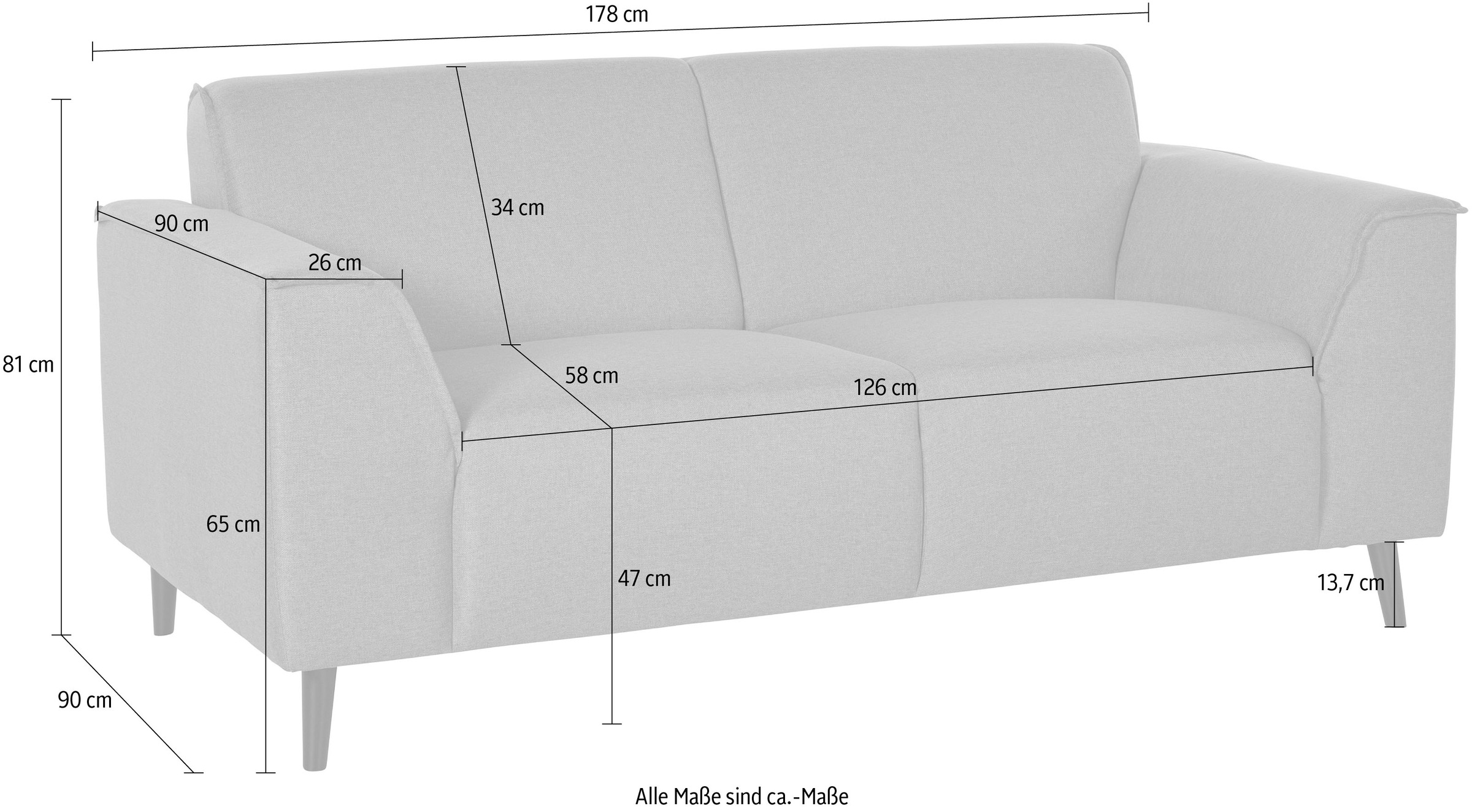 Thumbnail - DOMO collection 2-Sitzer "Amora moderne Formensprache, tolle Verarbeitungsdetails, komfortabel" mit Federkern für hohen ...