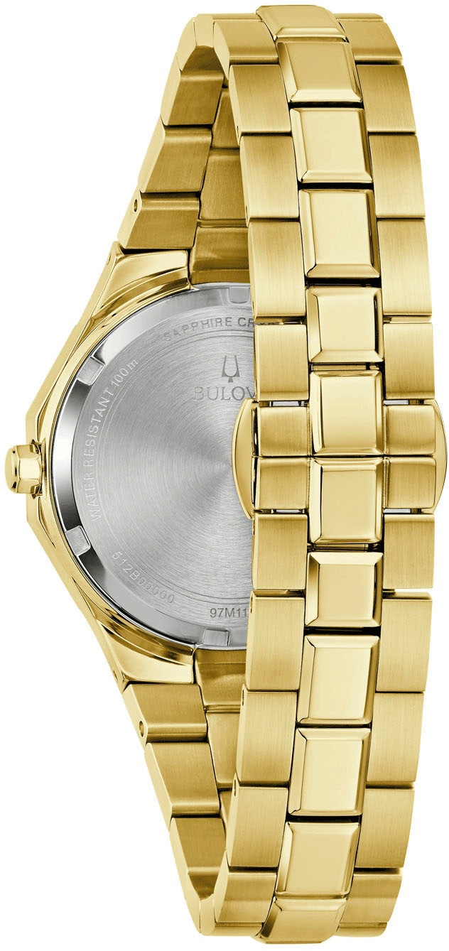 Bulova Quarzuhr, Armbanduhr, Damenuhr, Edelstahlarmband, analog, Tag