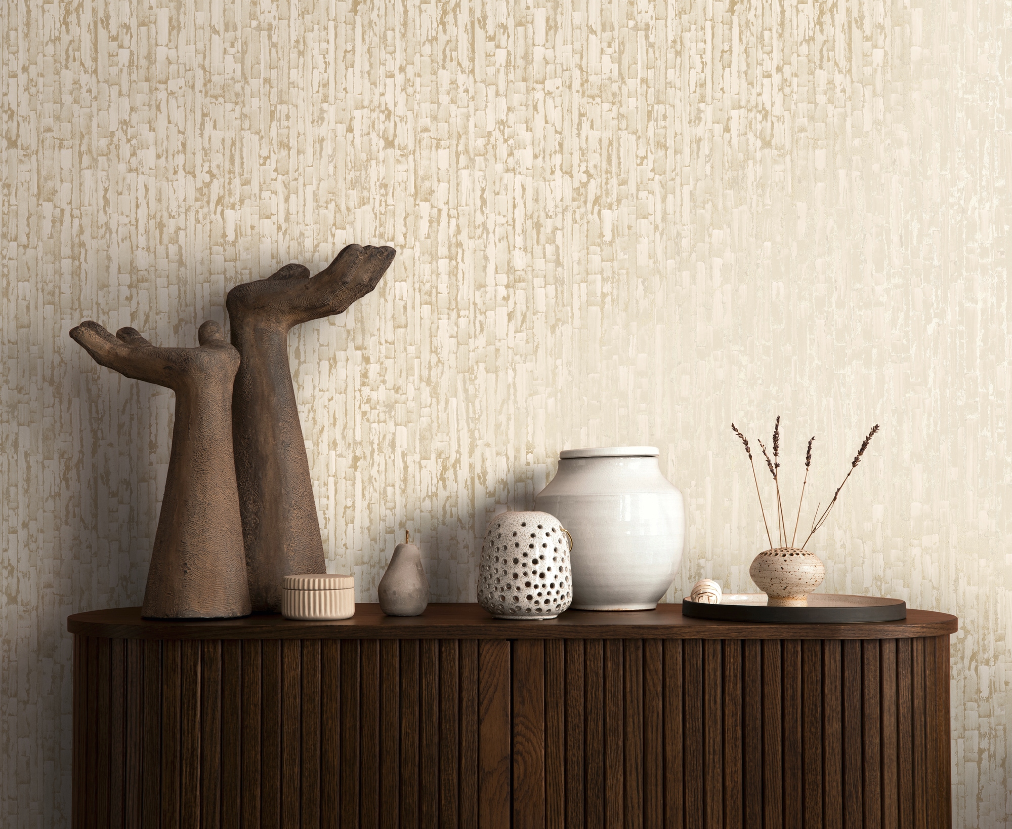 living walls Vliestapete "Strukturtapete 3D-Effekt Farbvarianten modern" glänzend strukturiert