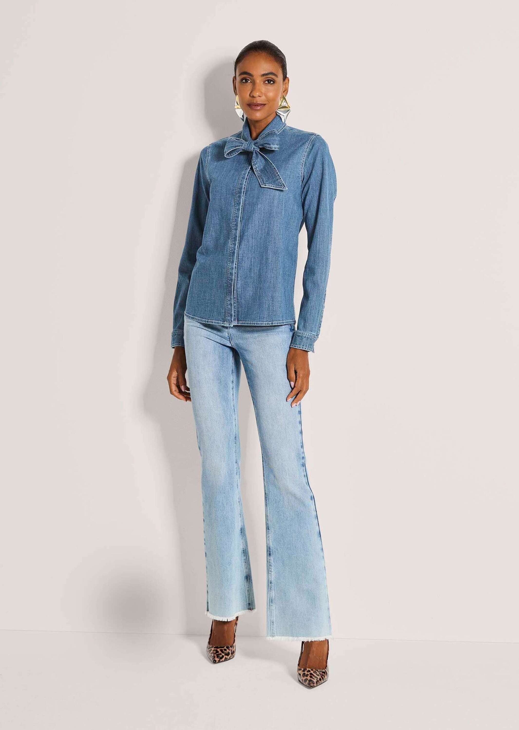 MADELEINE Langarmbluse "Jeansbluse Schlupfbluse mit Schluppe" Hemdkragen mi günstig online kaufen