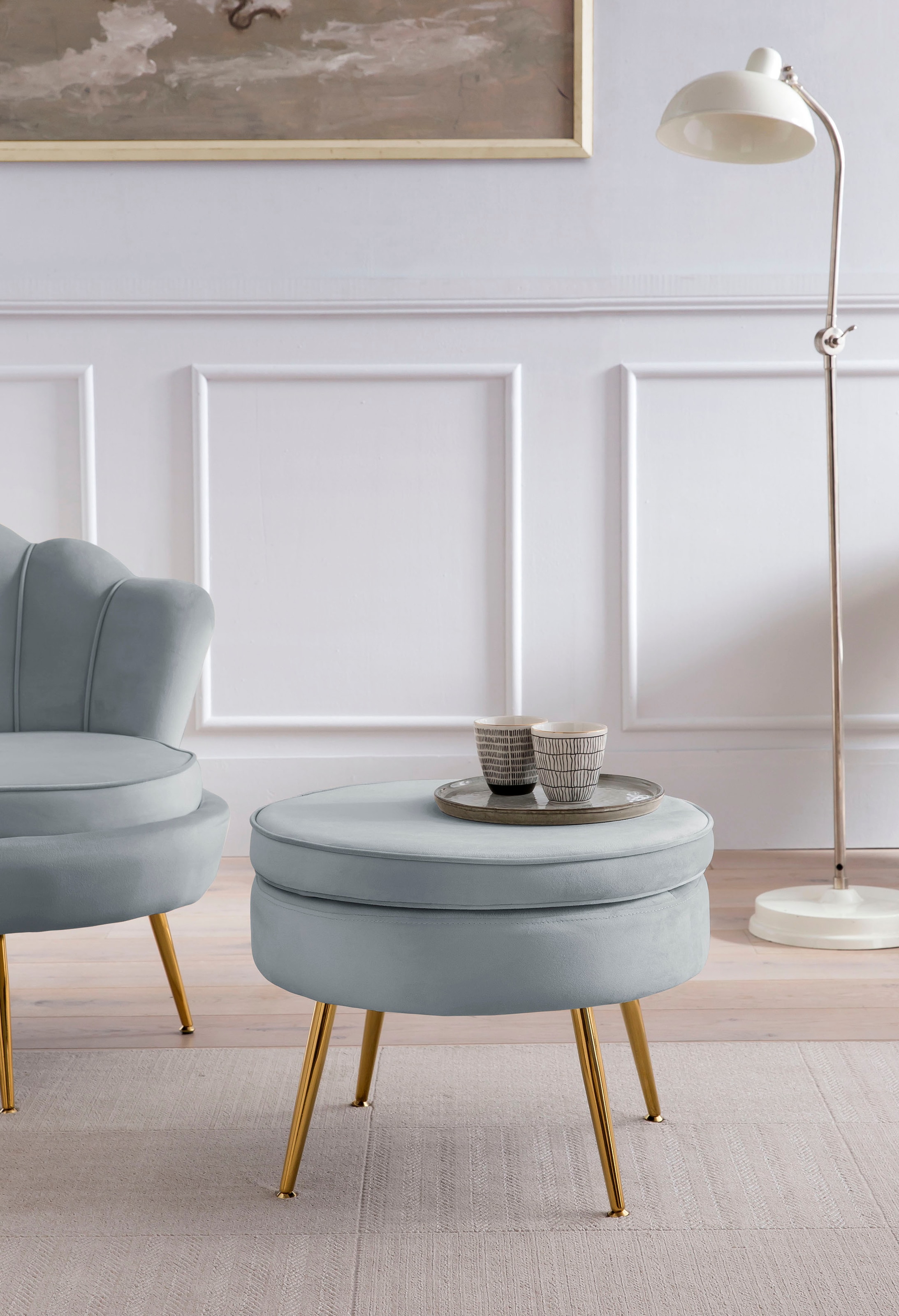SalesFever Polsterhocker "Calm Gepolsterter Hocker mit Charme", mit hohem S günstig online kaufen