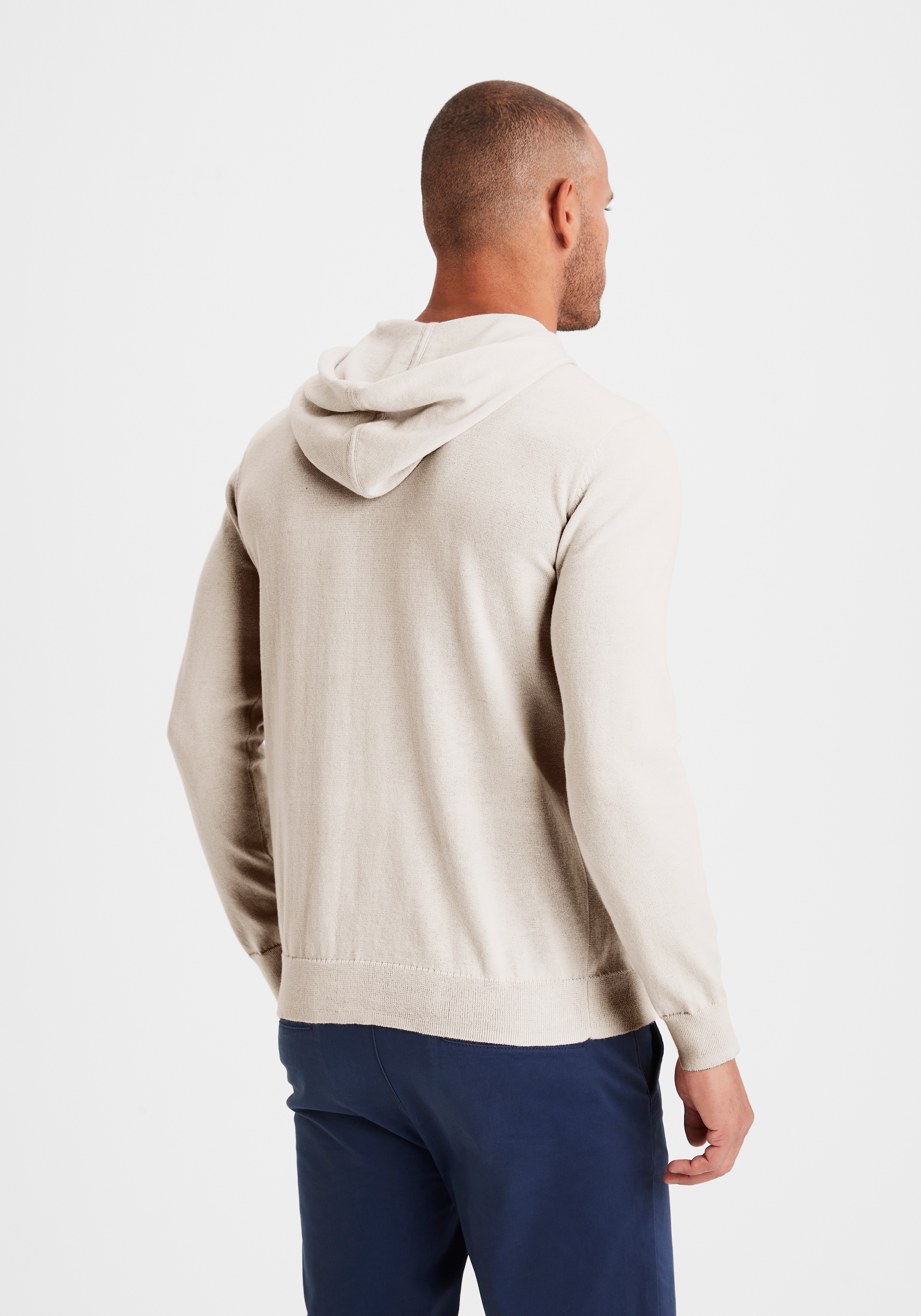 H.I.S Hoodie », Strickpullover mit Kapuze«, Feinstrick aus pflegeleichter Baumwollmischung
