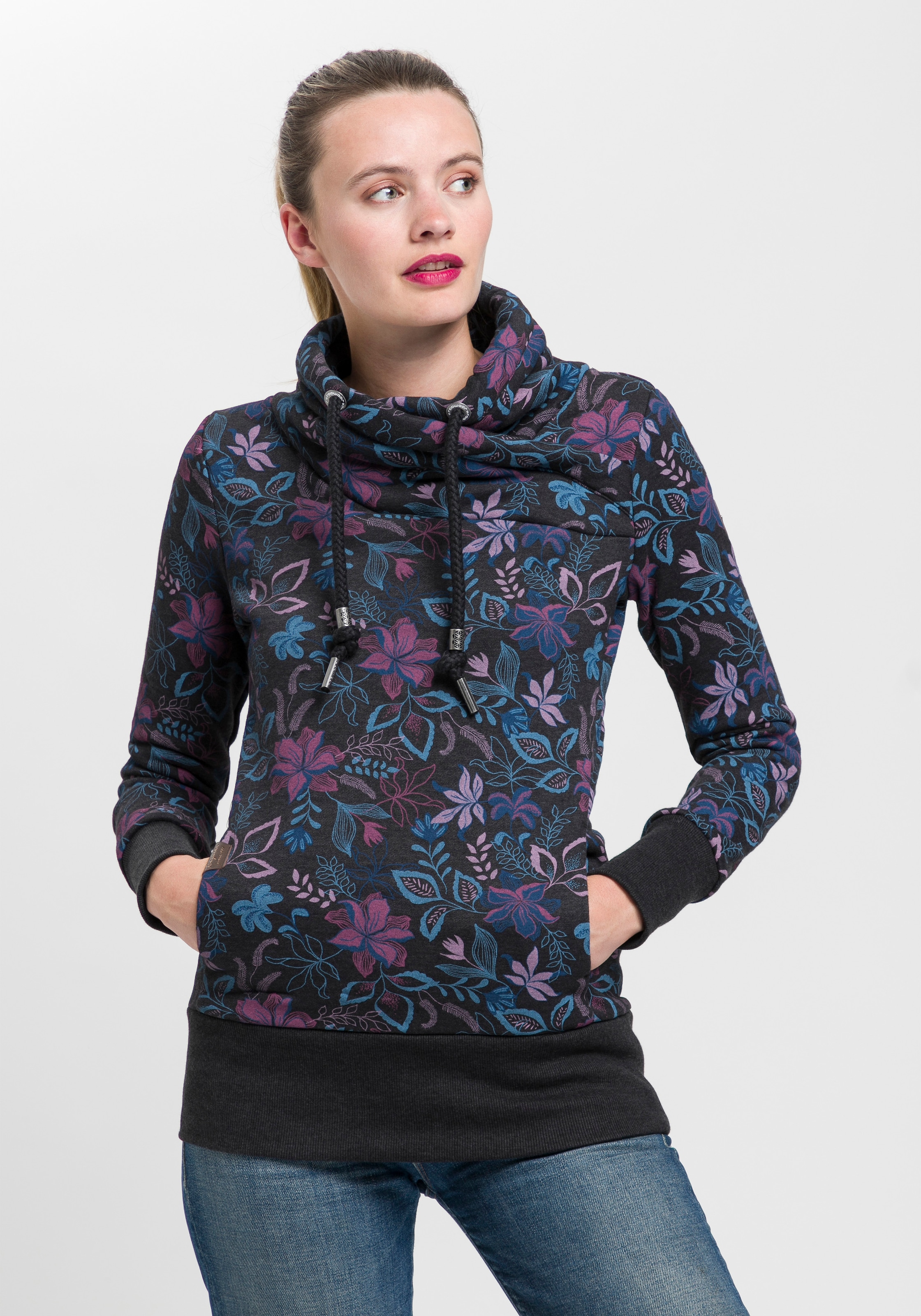 Ragwear Sweater "NESKA O" Kapuzen-Sweater mit asymetrischem Schalkragen günstig online kaufen