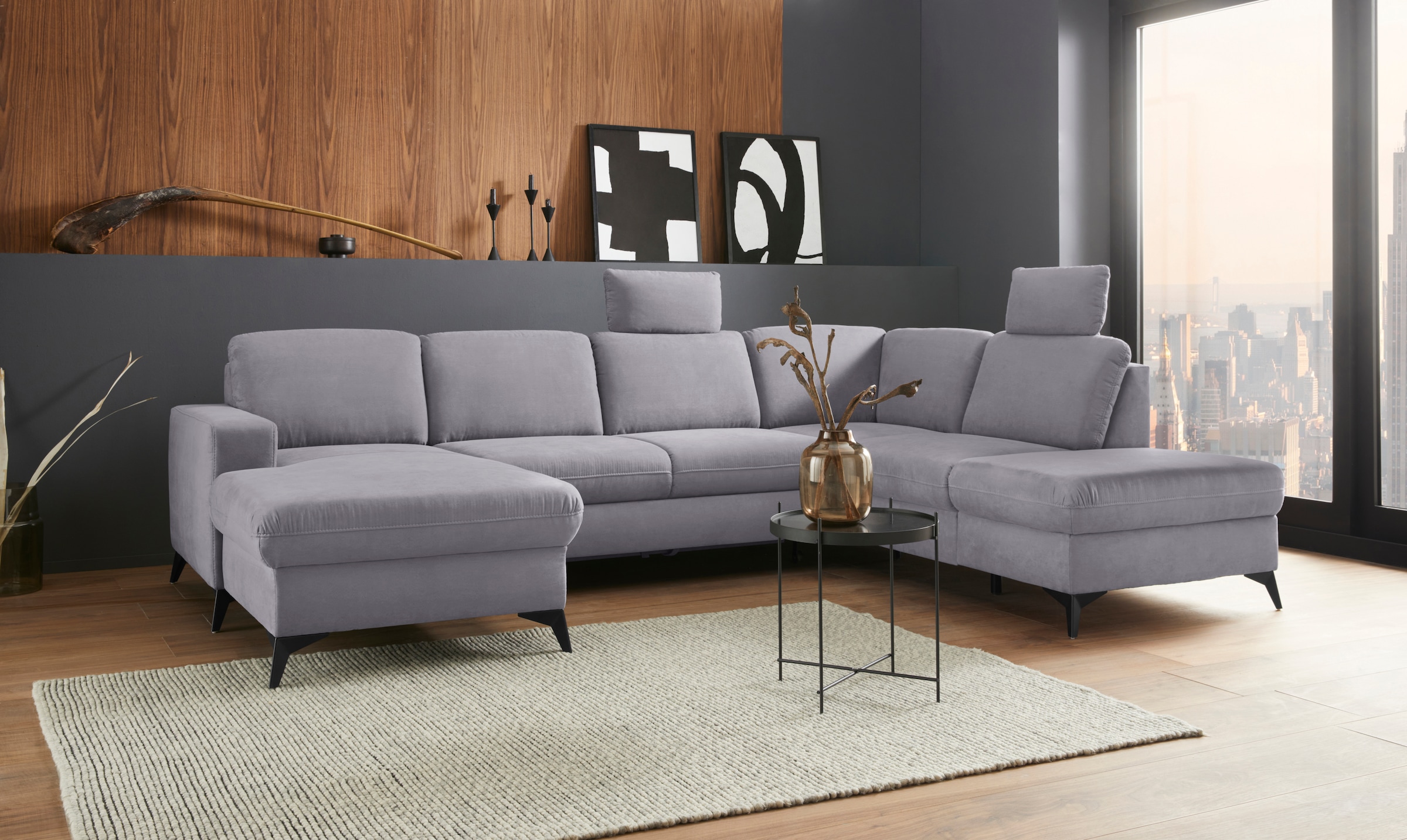 Home affaire Wohnlandschaft "Lolland U-Form" Wahlweise mit Bettfunktion und günstig online kaufen