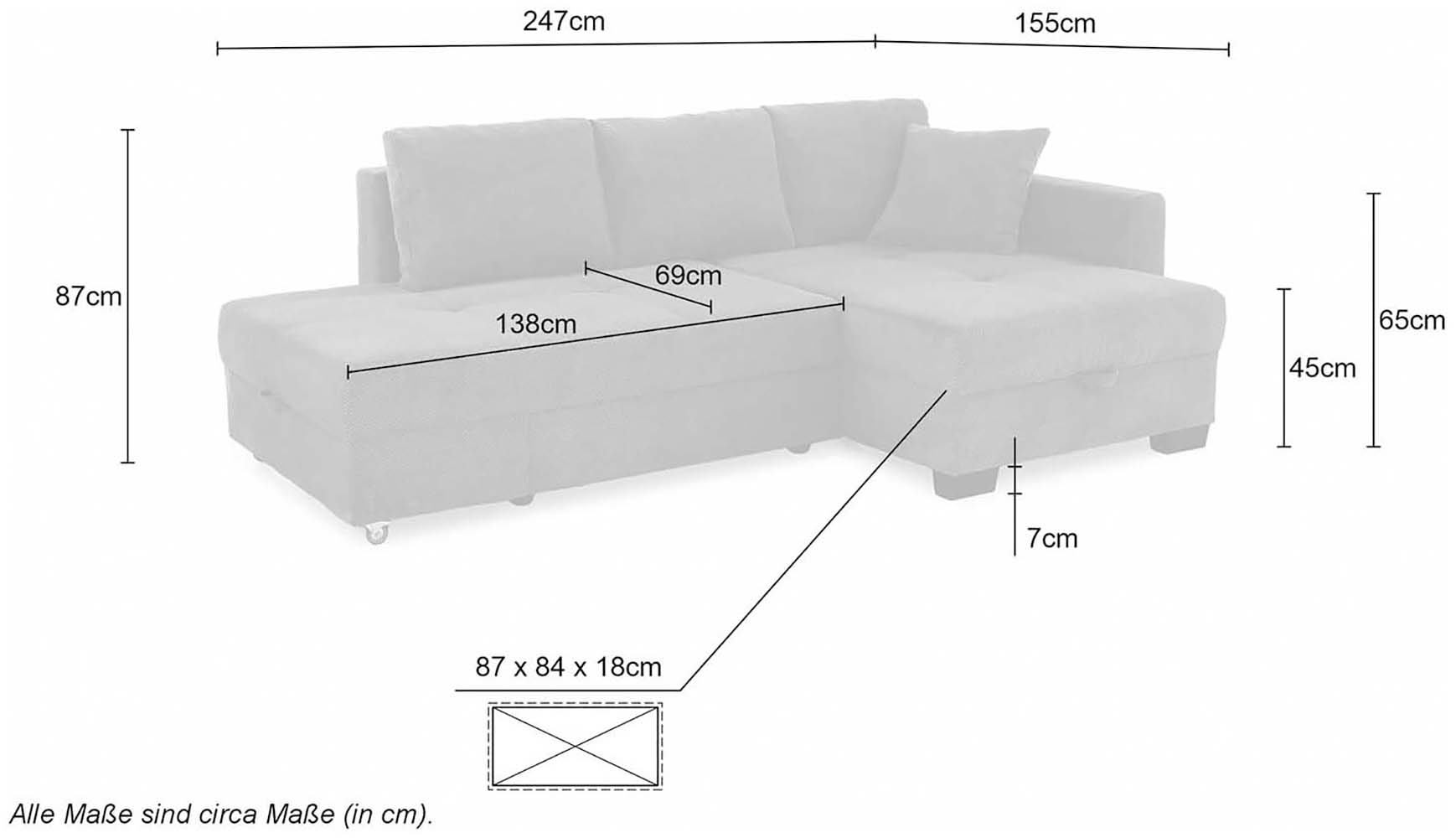 Jockenhöfer Gruppe Ecksofa »Fantasy, Dreh-Schwenk-Ottomane«, inklusive Relax- und Schlaffunktion, Ottomane links/ rechts montierbar