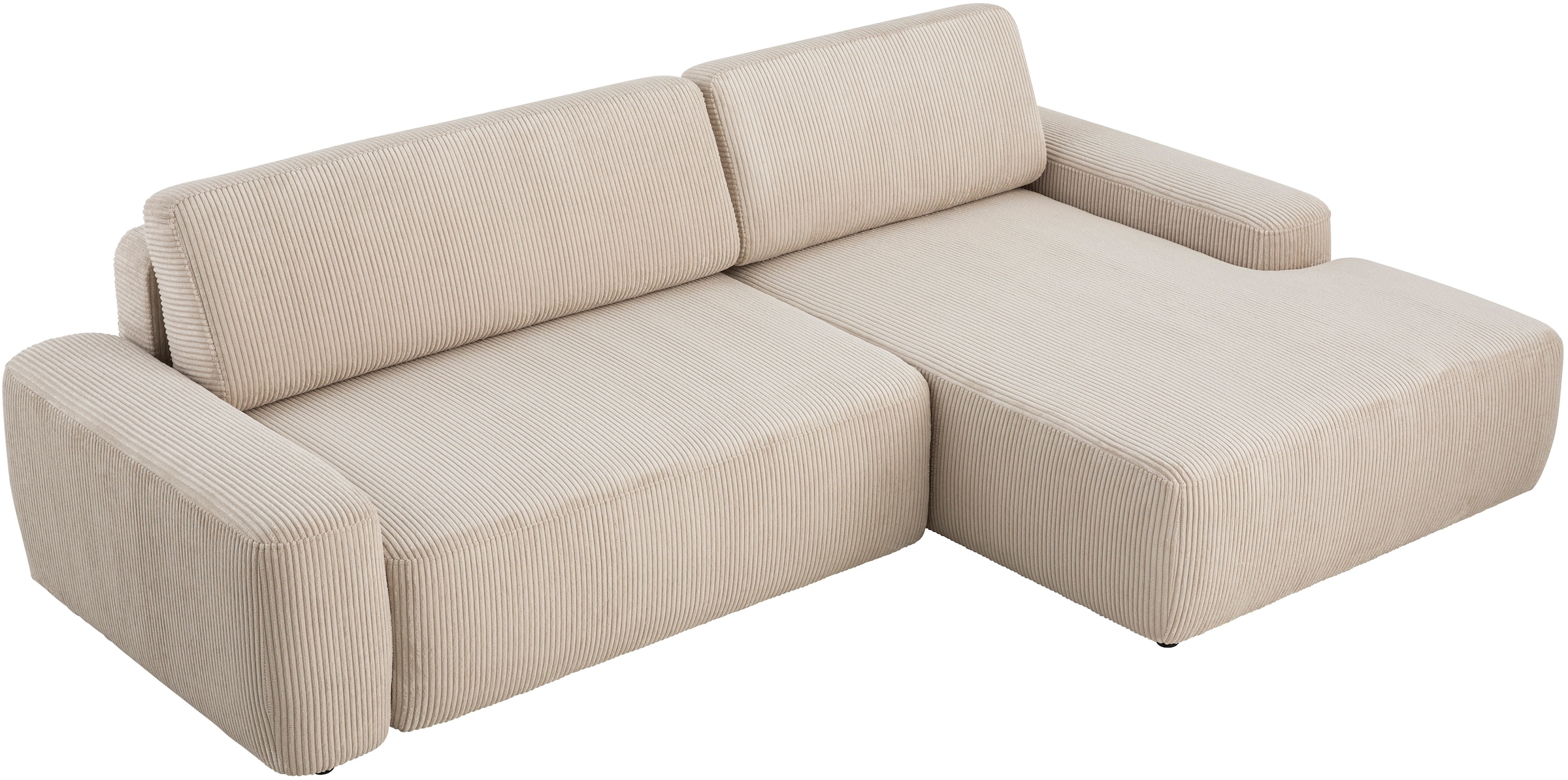 Home affaire Ecksofa »TORGE (264cm), Schlafsofa in Cord, Samtvelours o Struktur fein, L-Form« Schlaffunktion, Bettkasten, Liegefläche: 125/210 cm