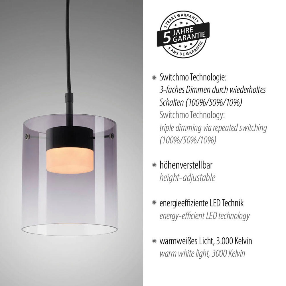 JUST LIGHT LED Deckenleuchte »ELIO« LED-Board 1 Stk. Warmweiß 3-Stufen Dimmer, Switchmo