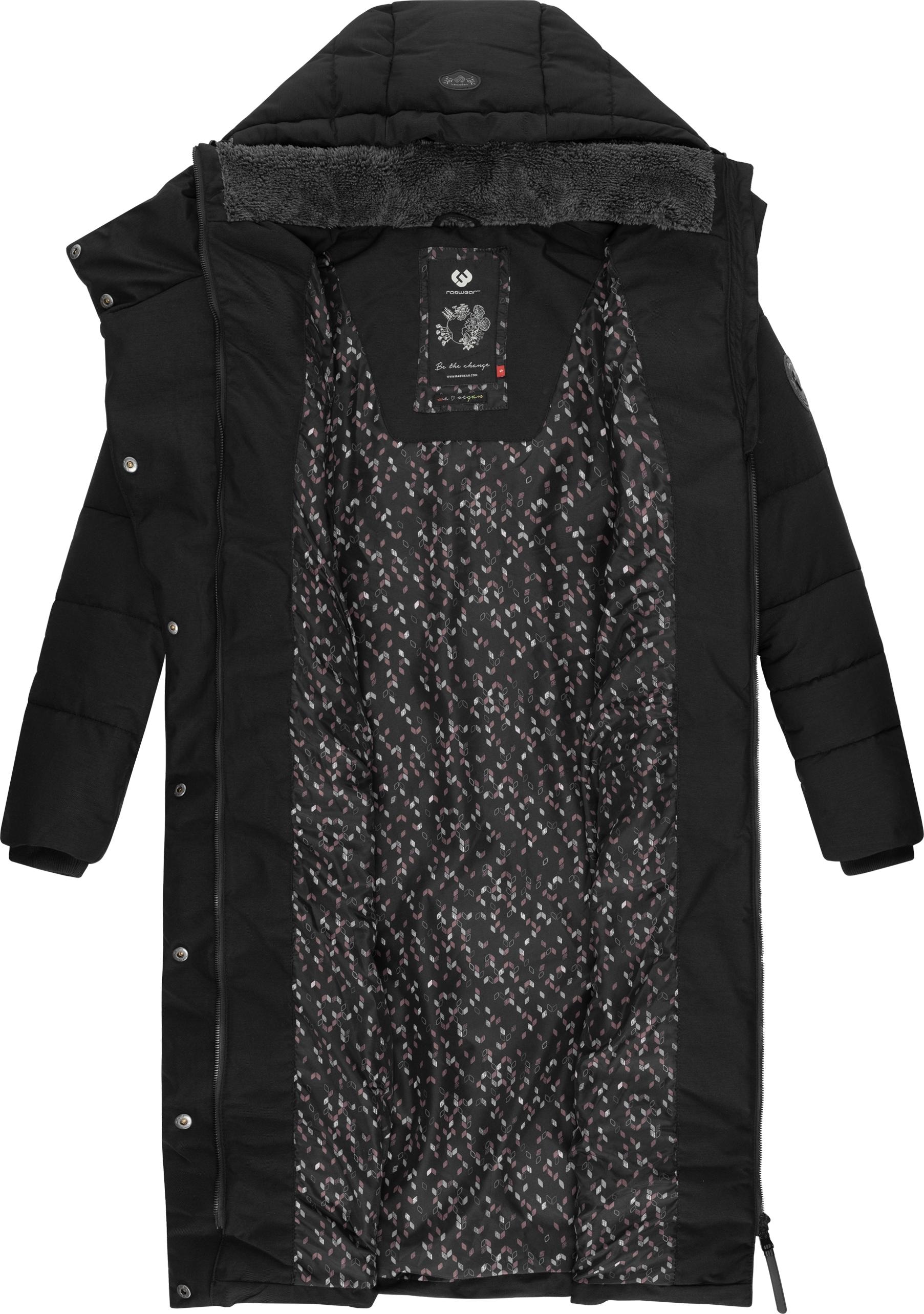 Ragwear Wintermantel »Pavla Long«, extralanger Winterparka mit Teddyfutter und Kapuze