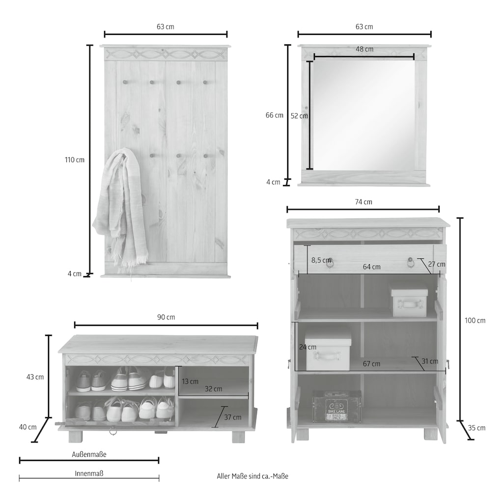 Home affaire Garderoben-Set »Indra«, (Set, 4 St.)