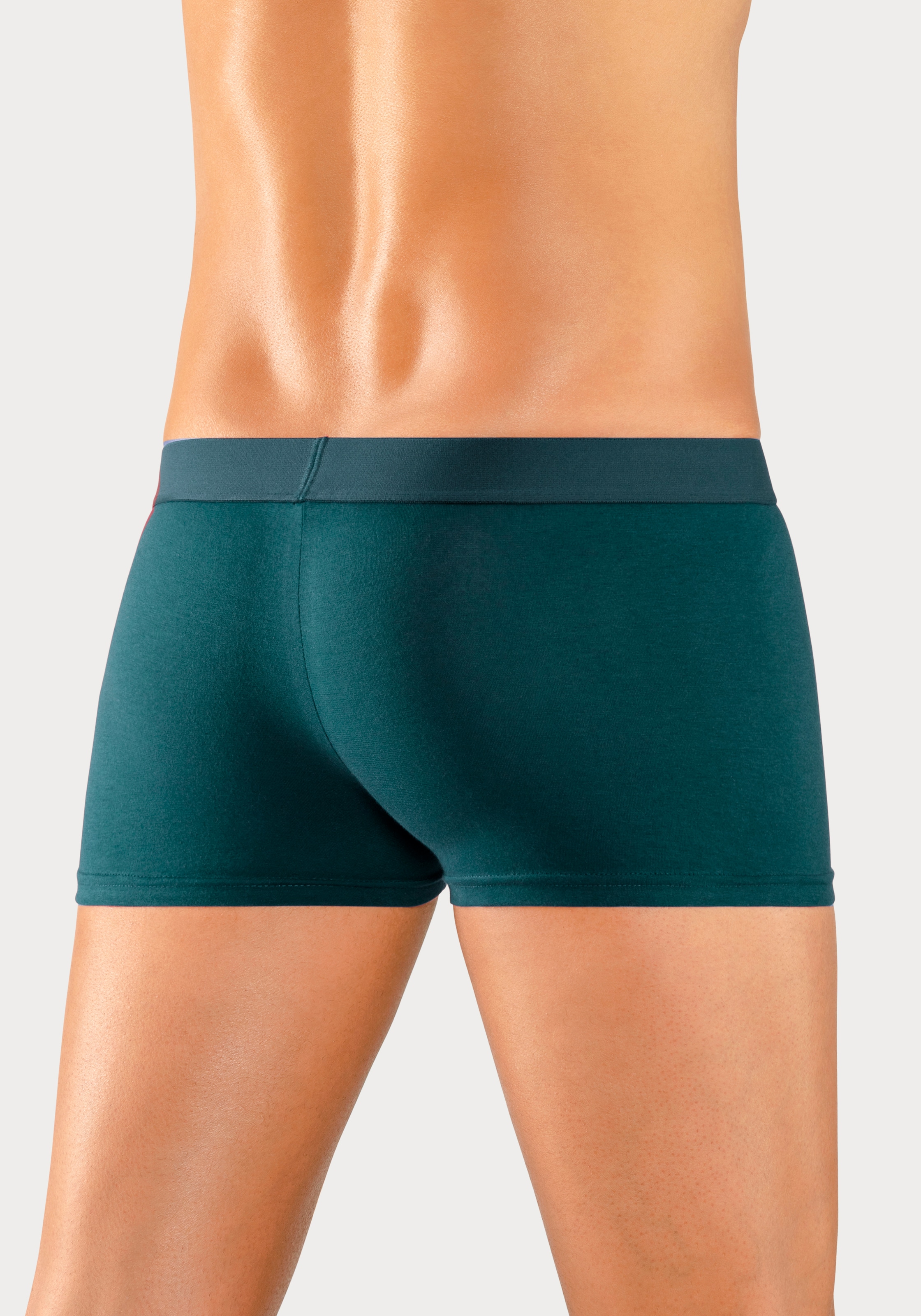 H.I.S Boxershorts, (Packung, 5 St.), in Hipster-Form am Webbund mit Logoschriftzug mit 3D Effekt